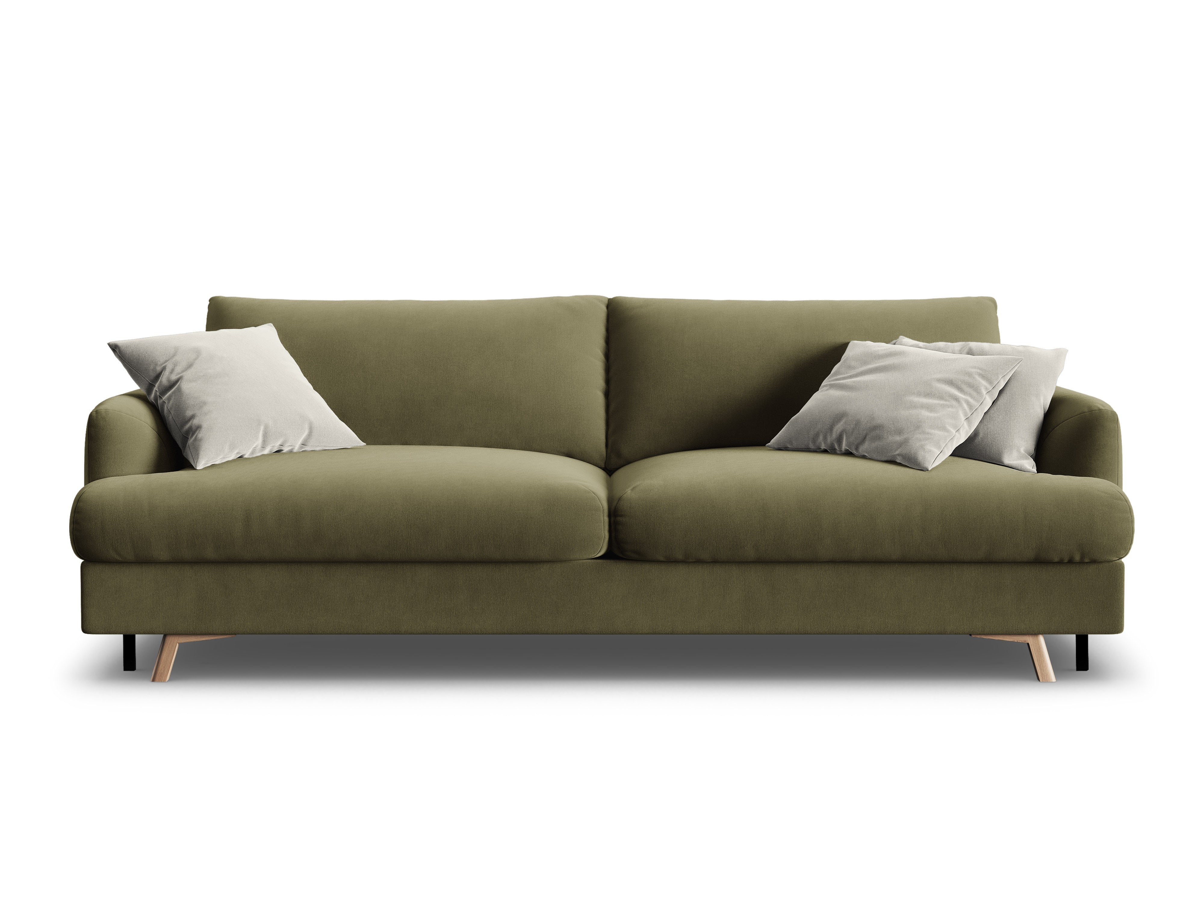Velvet 3-Seater Sofa with Sleeping Function NAOMI Green