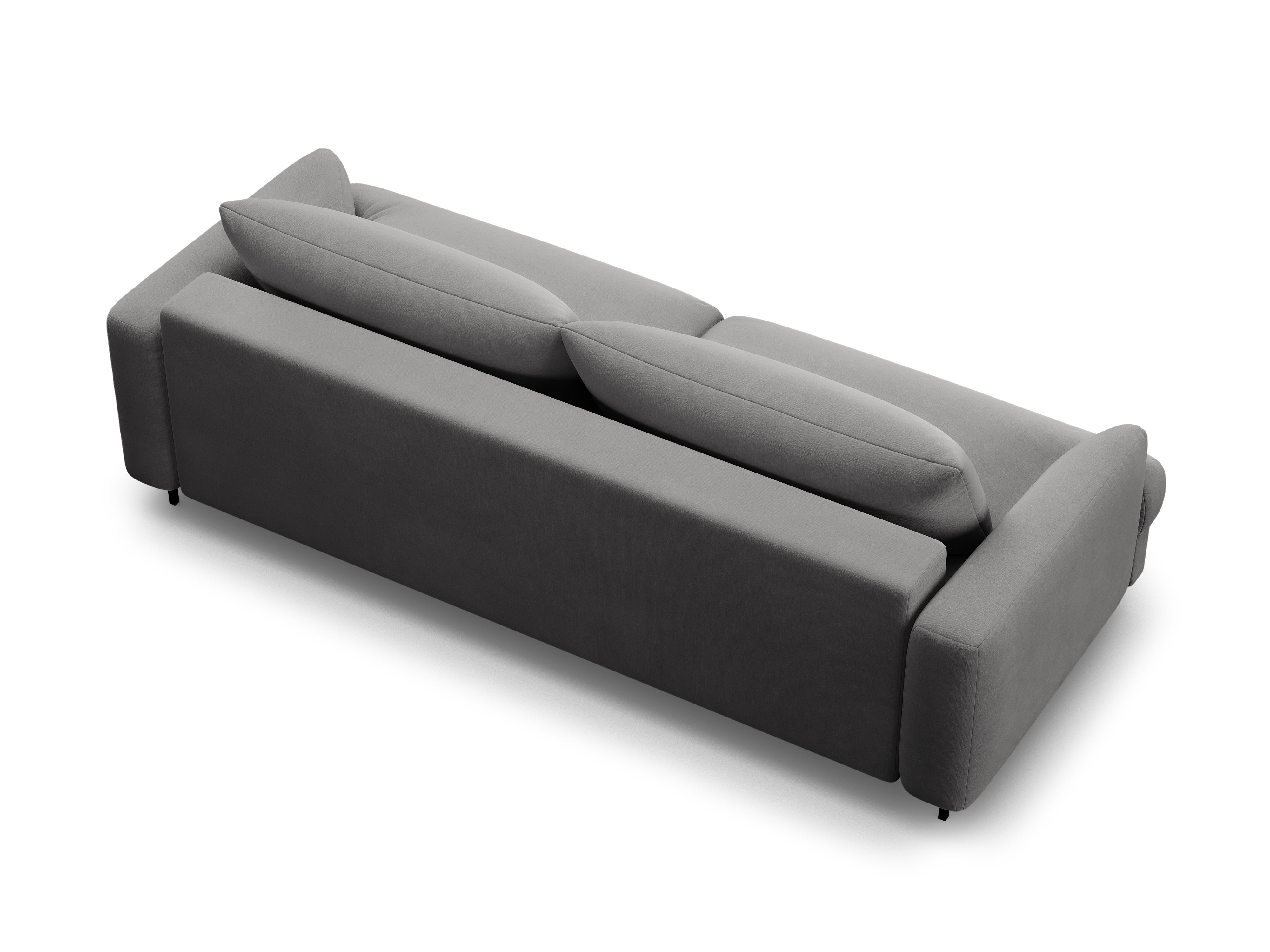Sofa aksamitna 3-osobowa z funkcją spania NAOMI szary