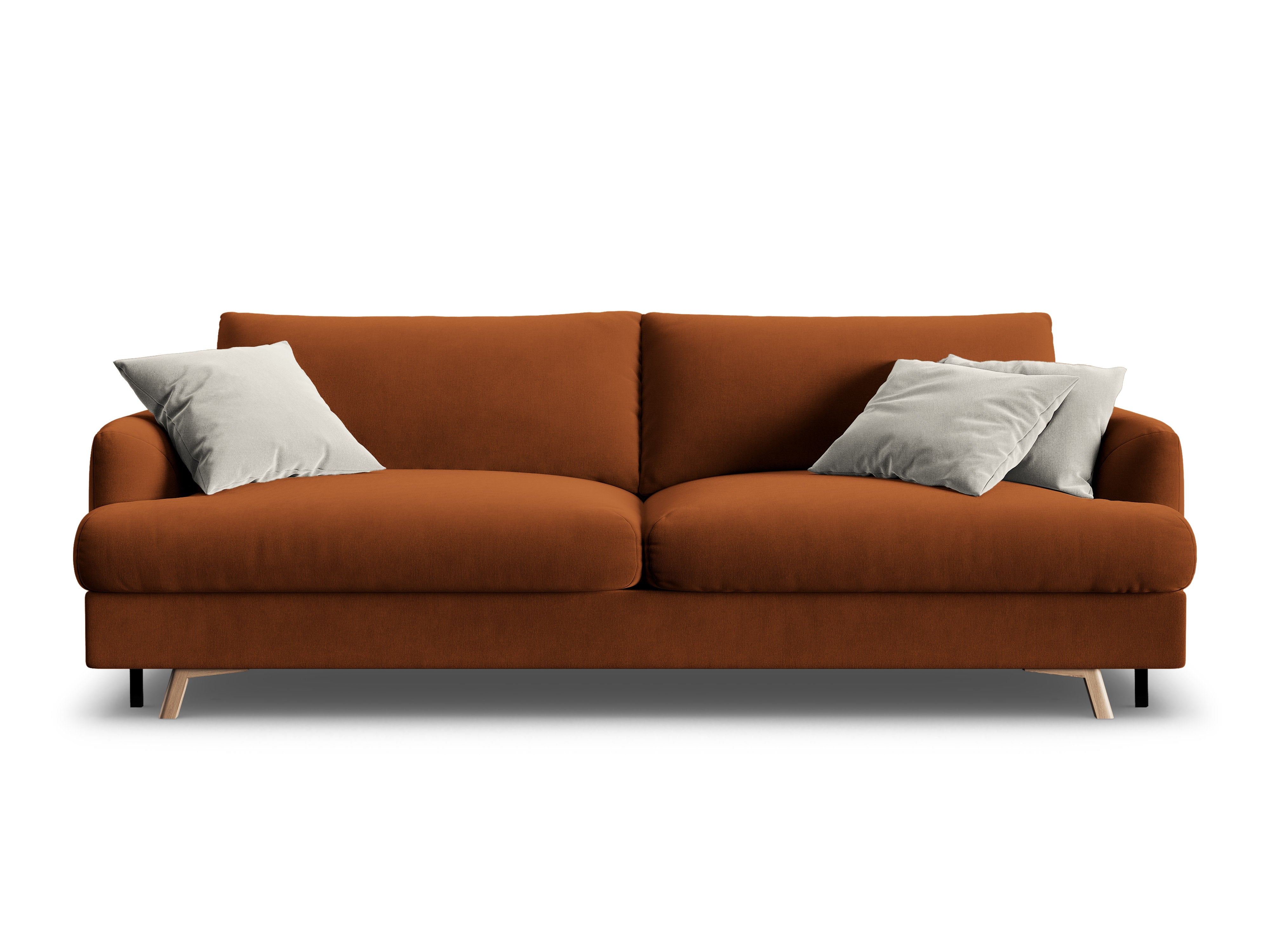 Sofa aksamitna 3-osobowa z funkcją spania NAOMI terakota