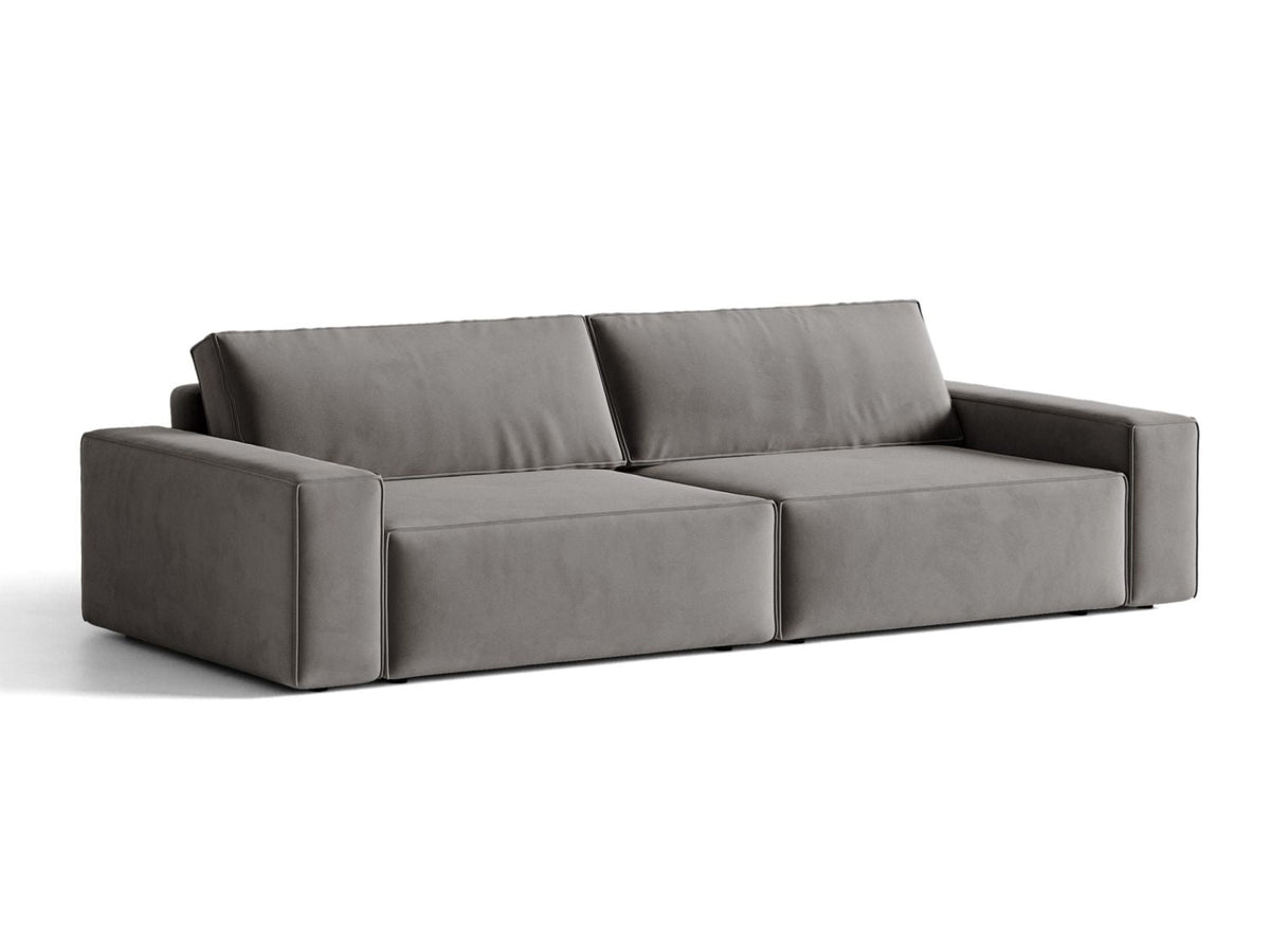 Sofa aksamitna 3-osobowa z funkcją spania JODIE jasny szary – ujęcie 3