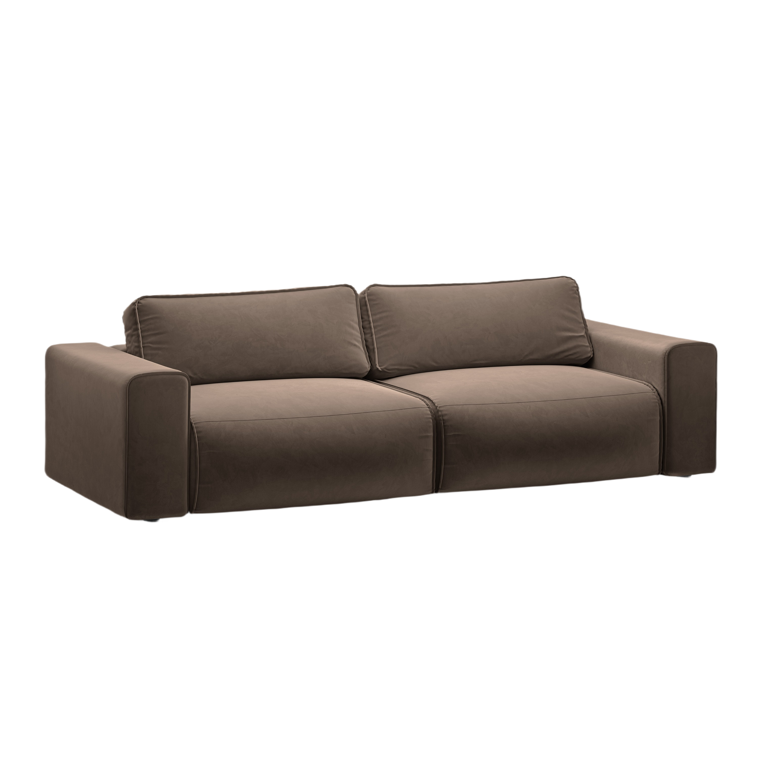 Velvet 3-seater sofa with sleeping function VICTOR chocolate
