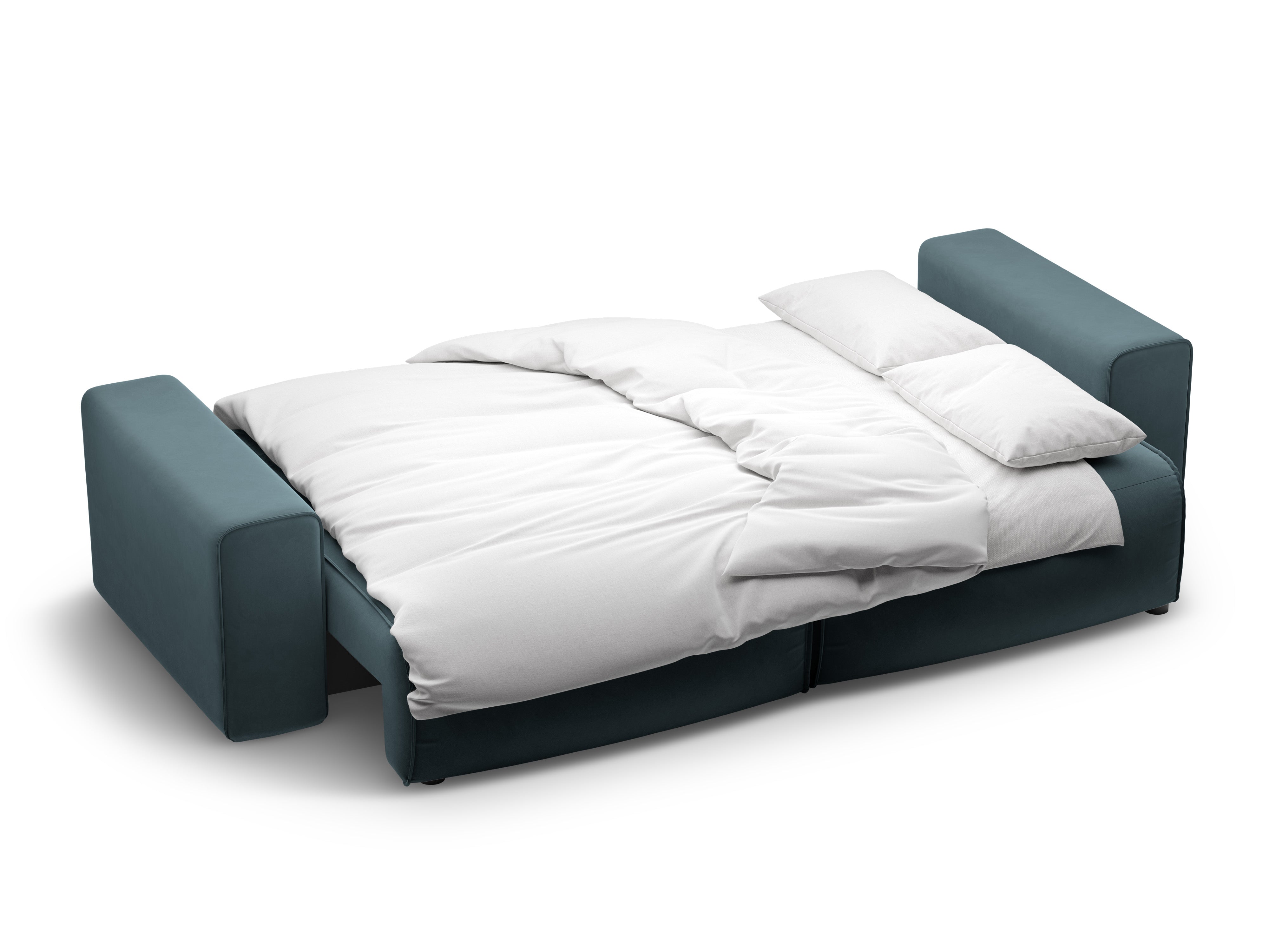 Sofa aksamitna 3-osobowa z funkcją spania VICTOR niebieski