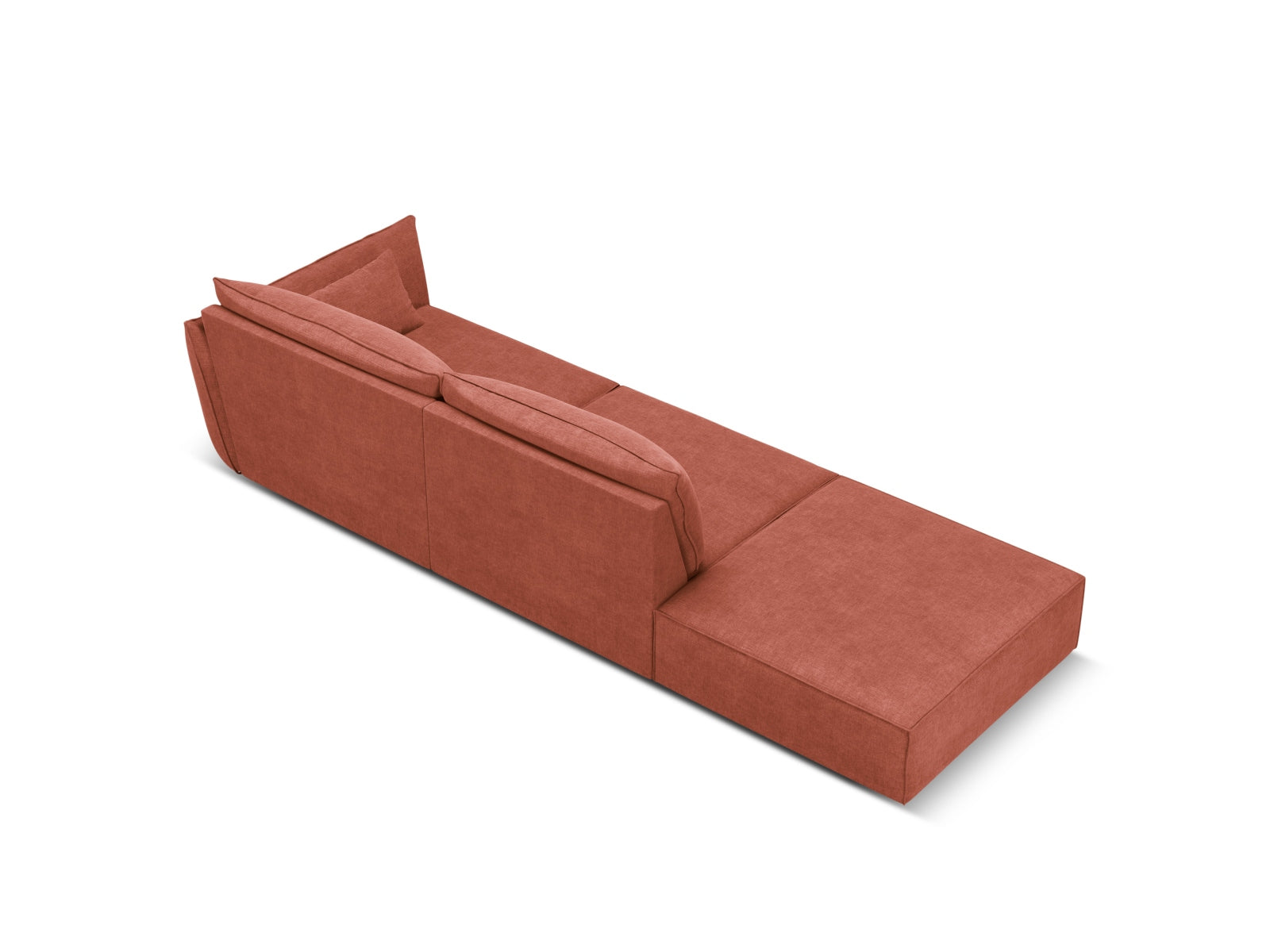 Sofa z otomaną lewostronną 4-osobowa KAELLE terakota szenil Over The Horizon – ujęcie tylne