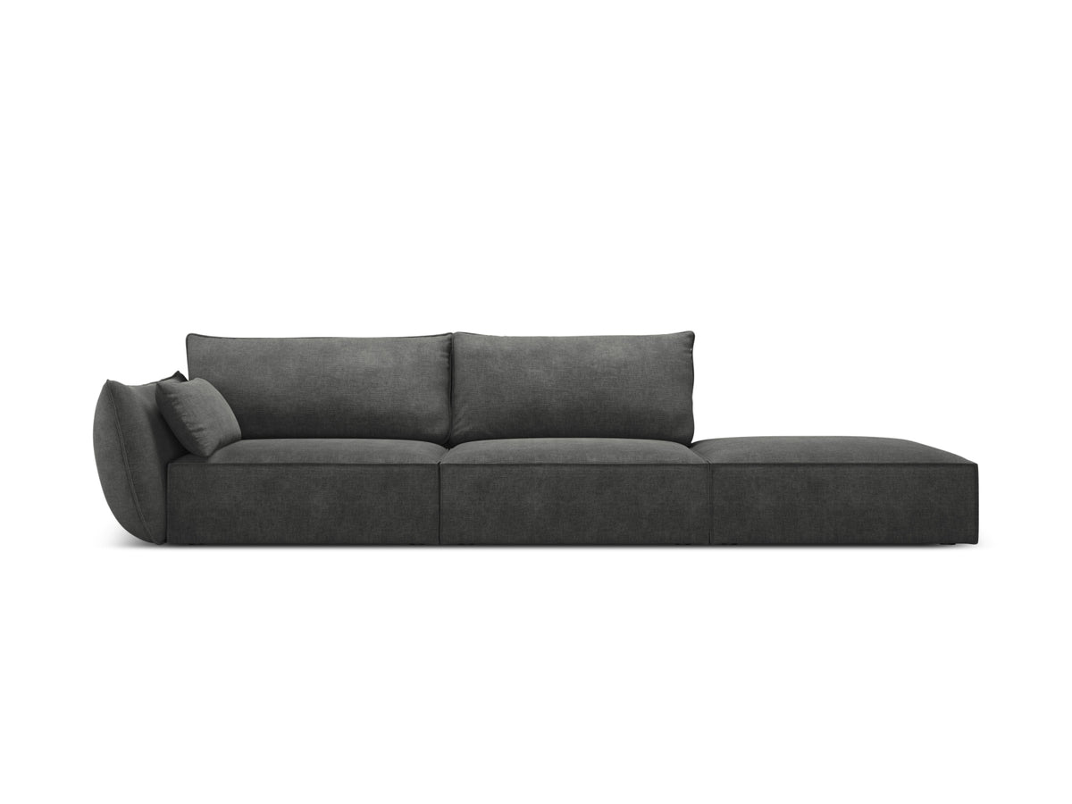 Sofa z otomaną prawostronną 4-osobowa KAELLE grafitowy szenil Over The Horizon – Micadoni