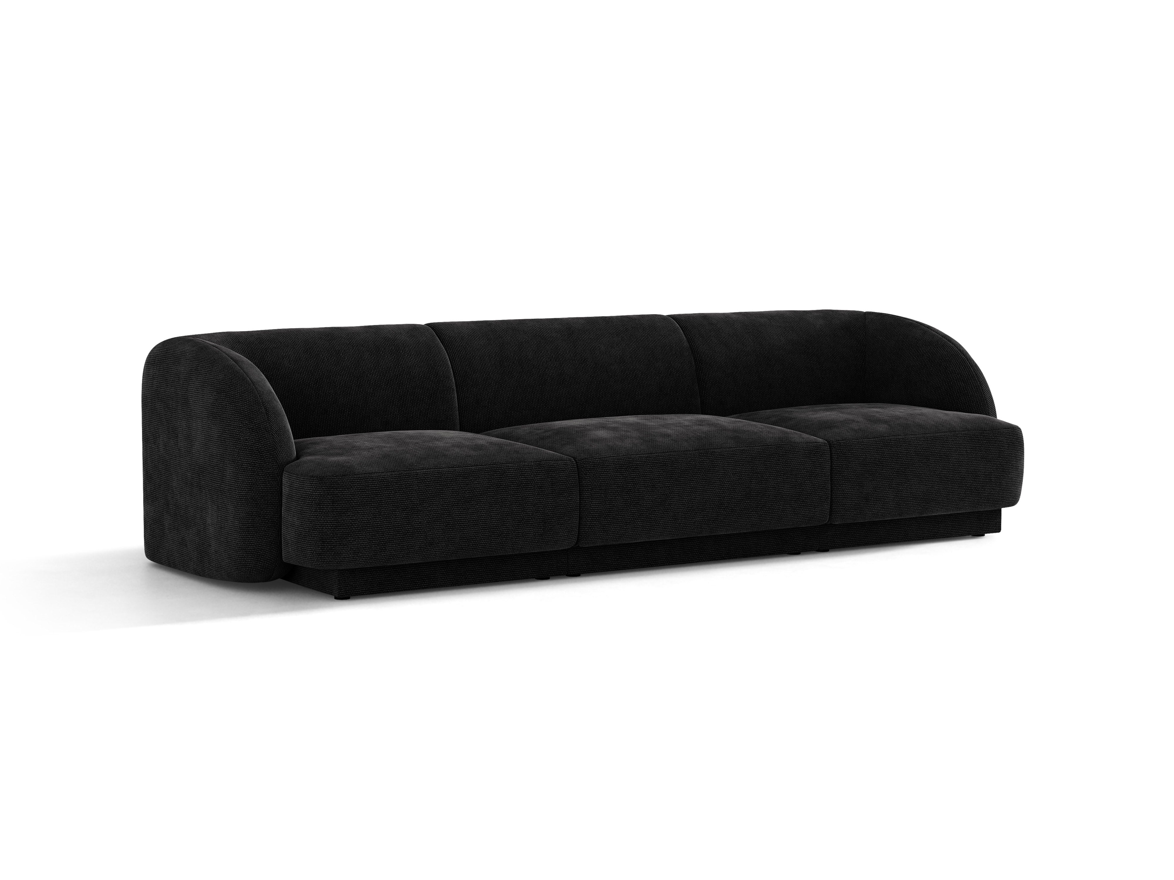 Sofa 3-osobowa MILEY czarny szenil jedwabisty do salonu