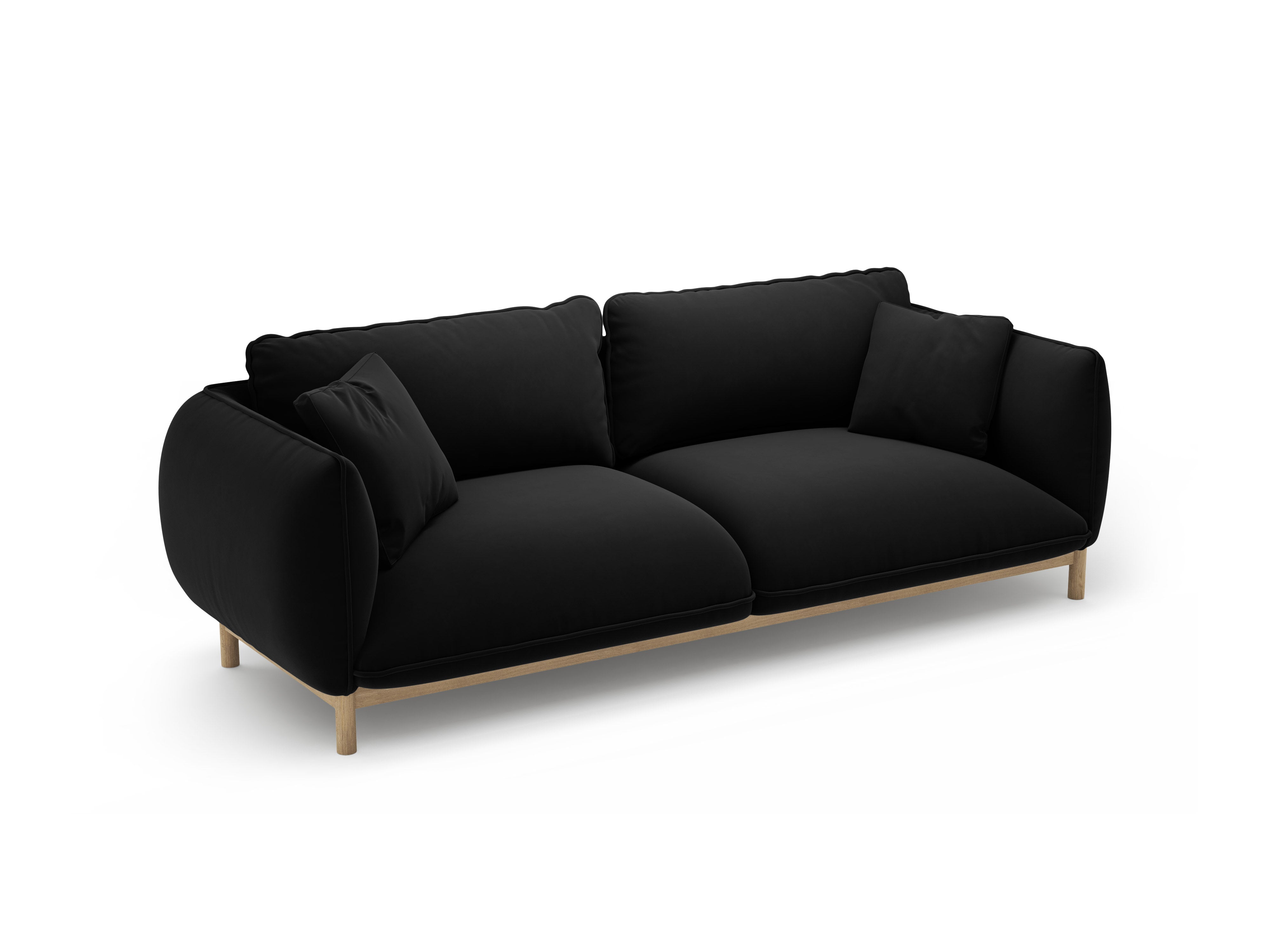 ADA black velvet 3-seater sofa