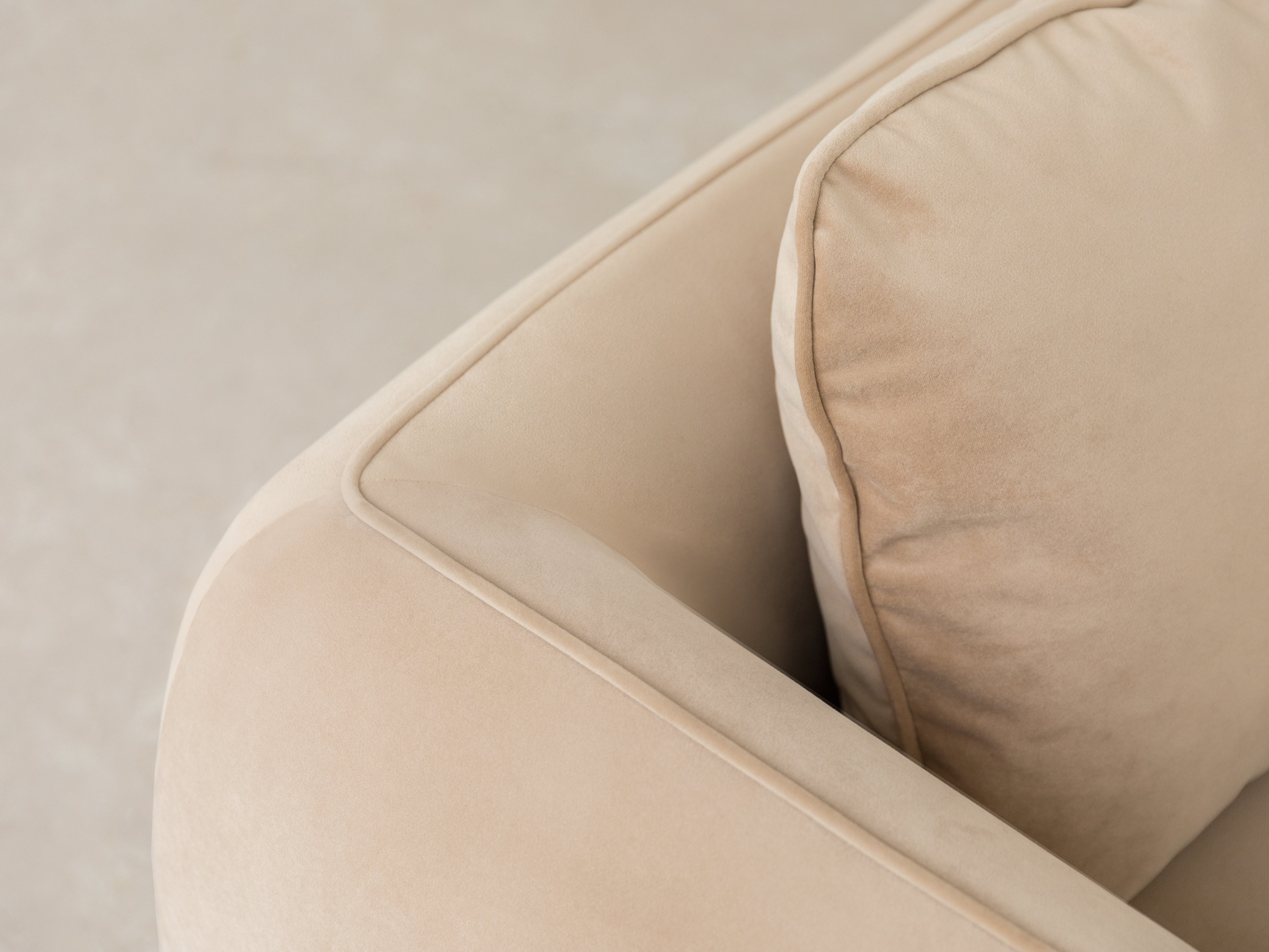 ADA Light Beige 4-Seater Velvet Sofa