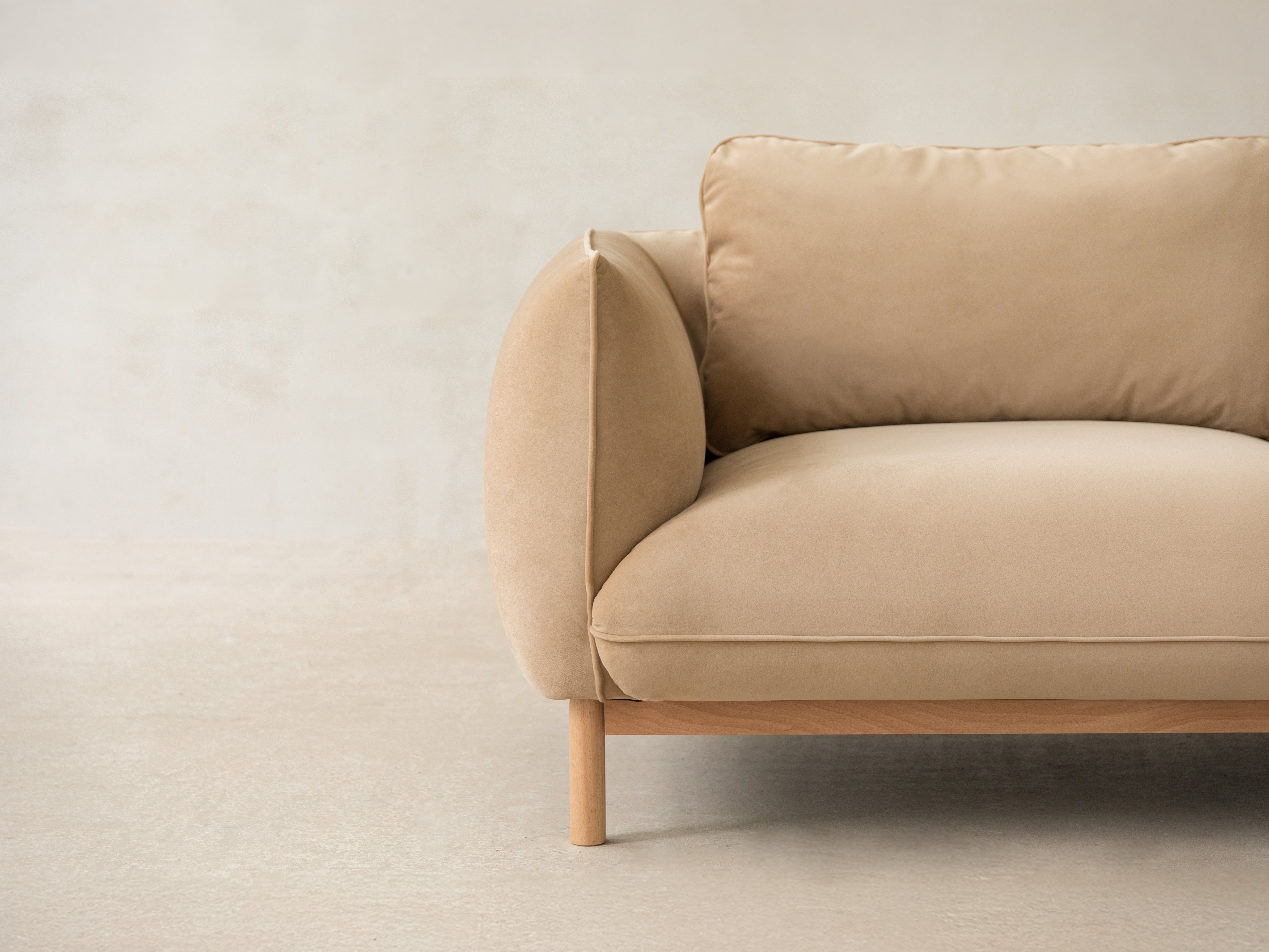 Sofa aus Samt 2-sitzig ADA hellbeige