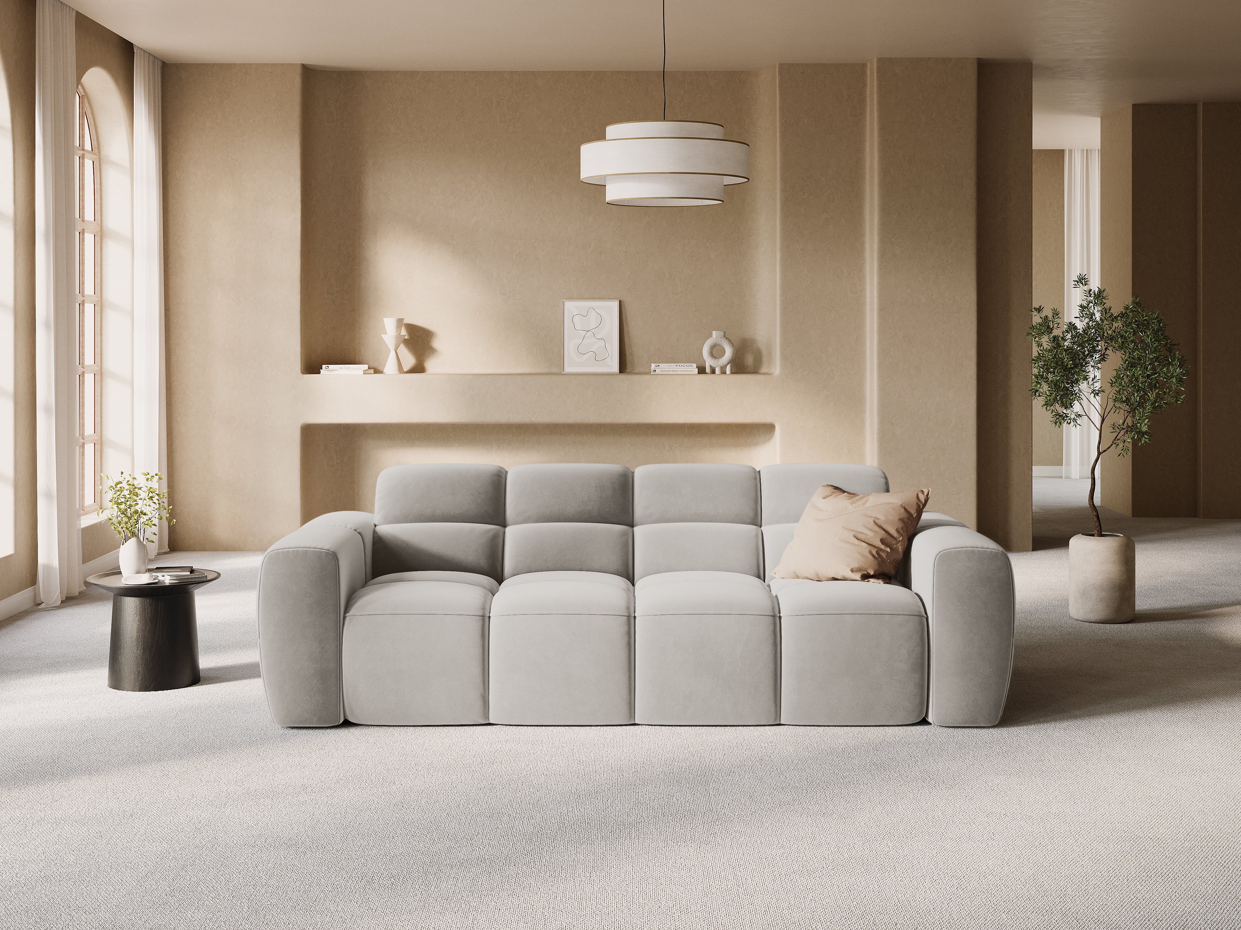 Sofa 3-osobowa LISA jasnoszary szenil