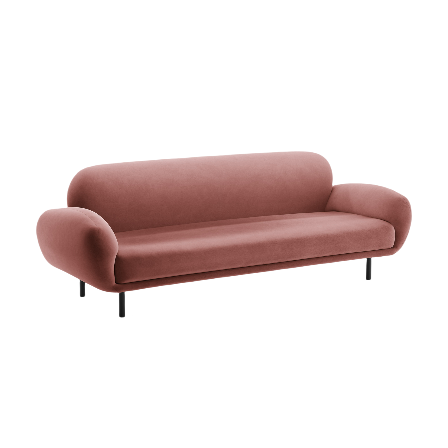 Sofa aus Samt 3-sitzig POPPY schmutzig rosa