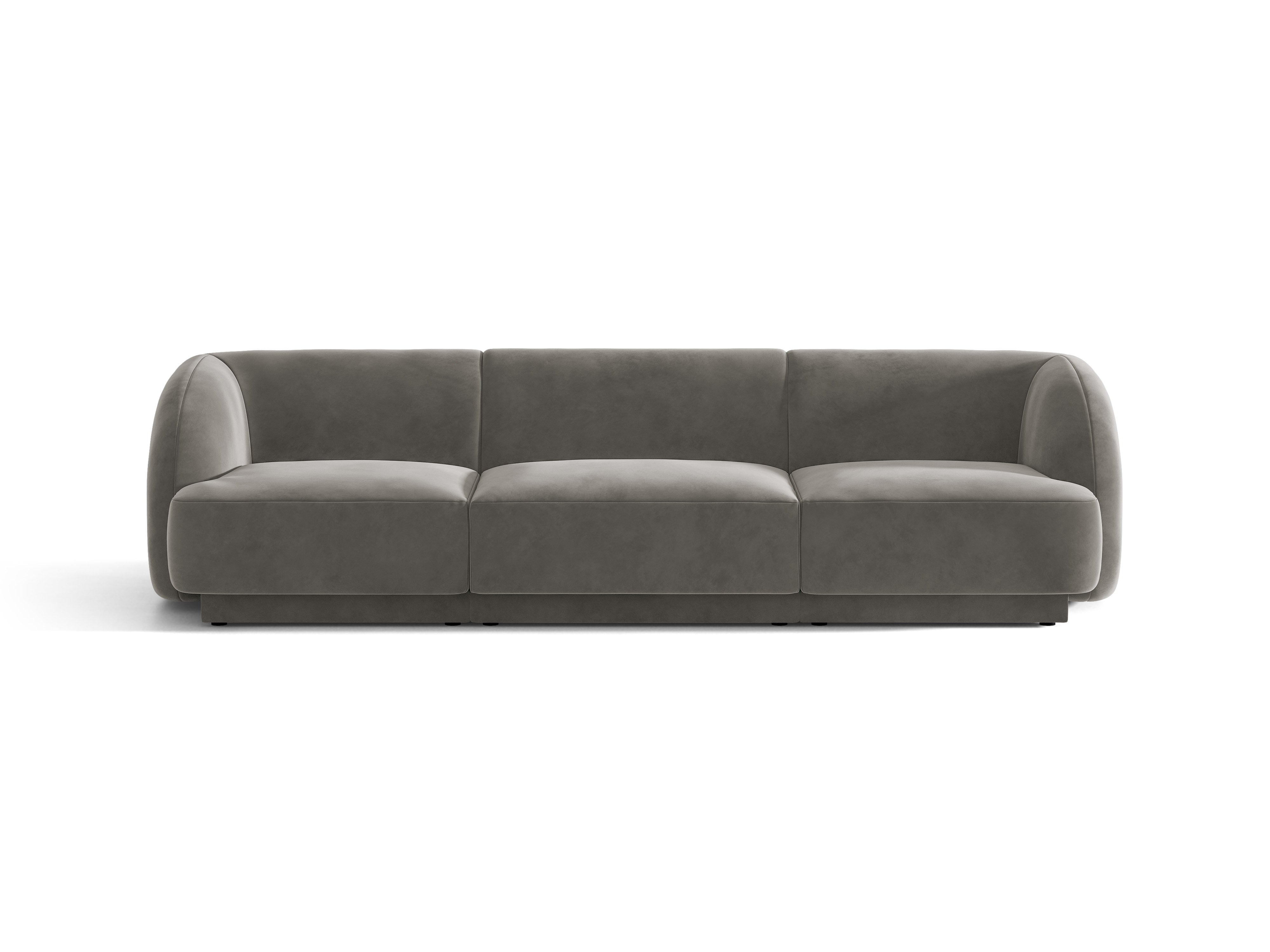 Sofa aksamitna 3-osobowa MILEY jasnoszary