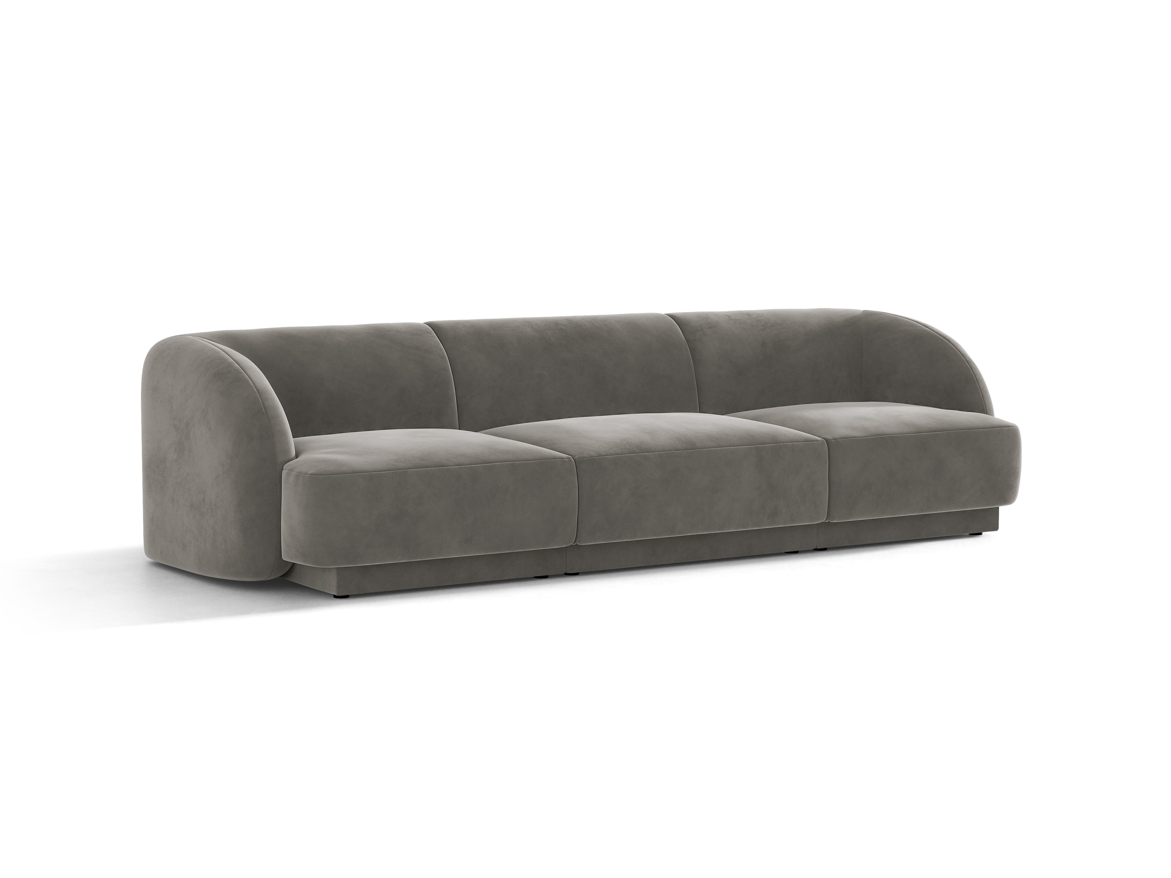 Sofa aksamitna 3-osobowa MILEY jasnoszary