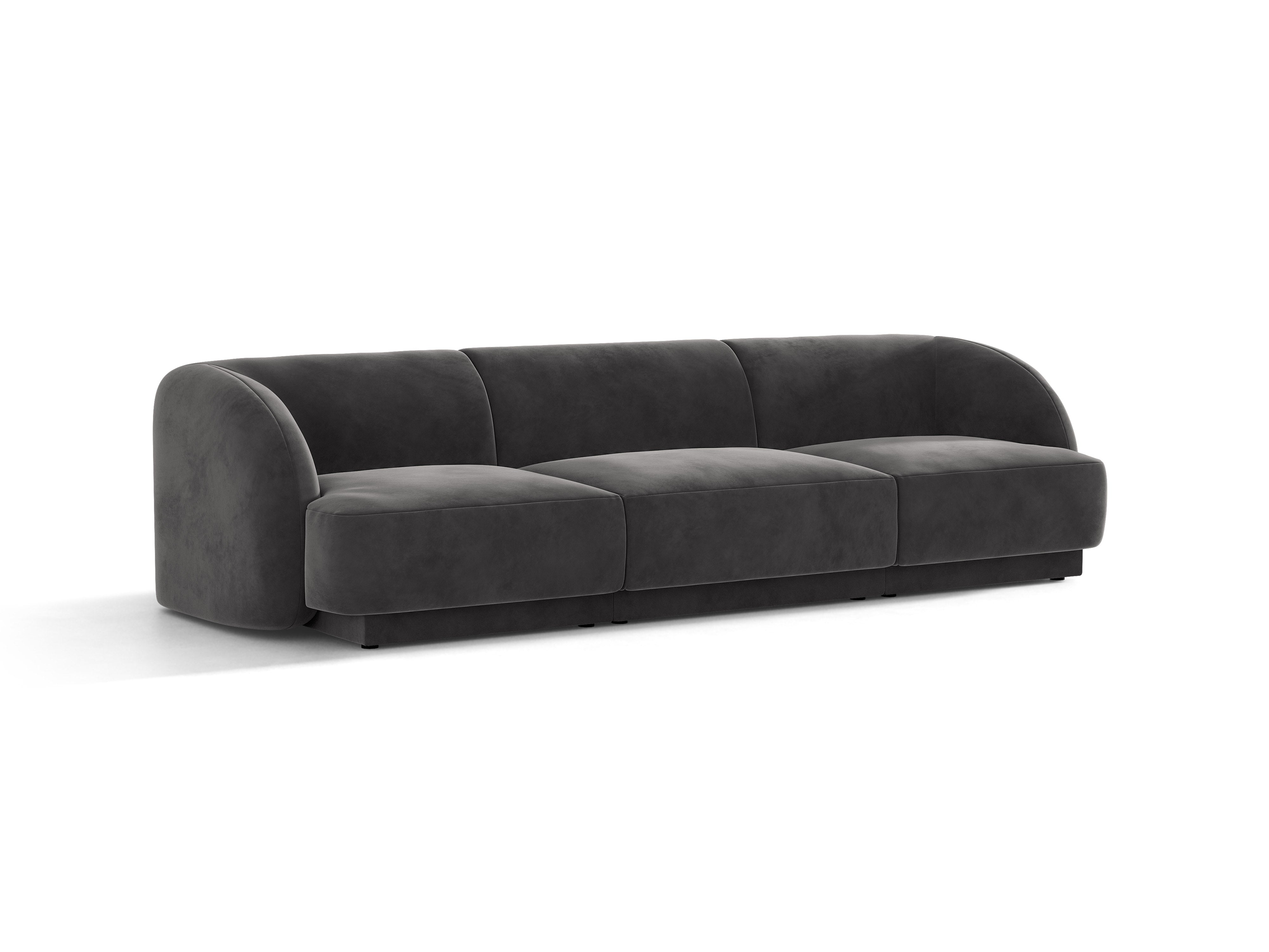 Sofa aksamitna 3-osobowa MILEY ciemnoszary