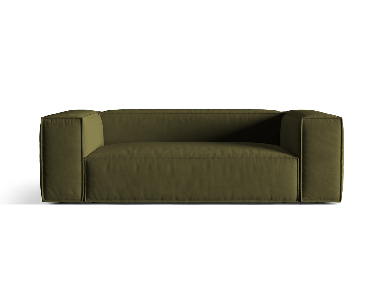 Sofa aksamitna 3-osobowa NURIA mchowy melanż – Micadoni