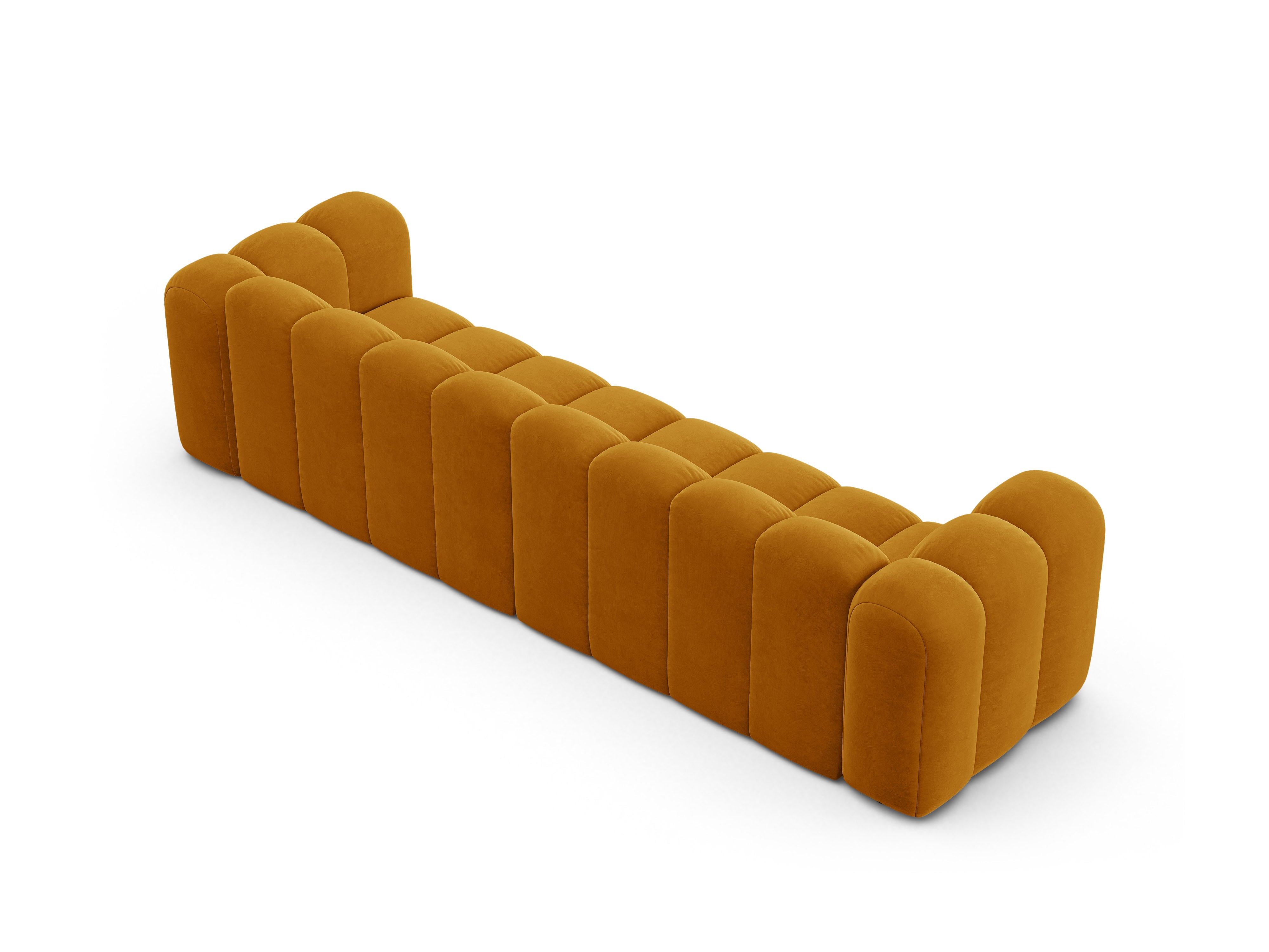 Sofa aksamitna 4-osobowa LUPINE musztardowy – szenil