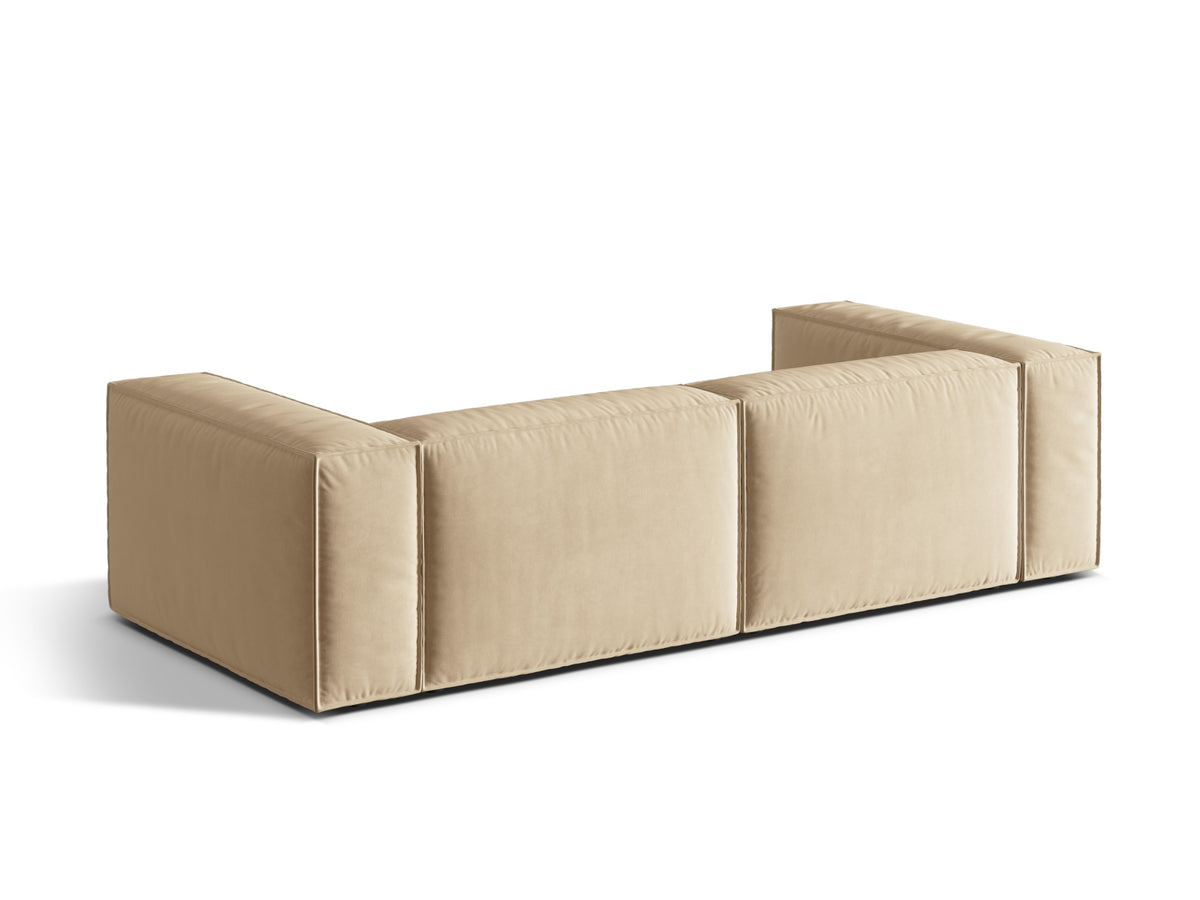 Sofa aksamitna 4-osobowa NURIA nude – ujęcie tylne