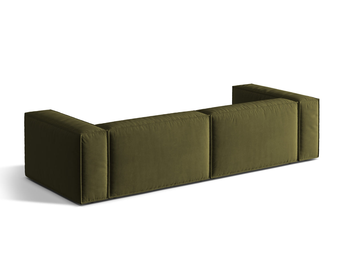 Sofa aksamitna 5-osobowa NURIA mchowy melanż – ujęcie tylne