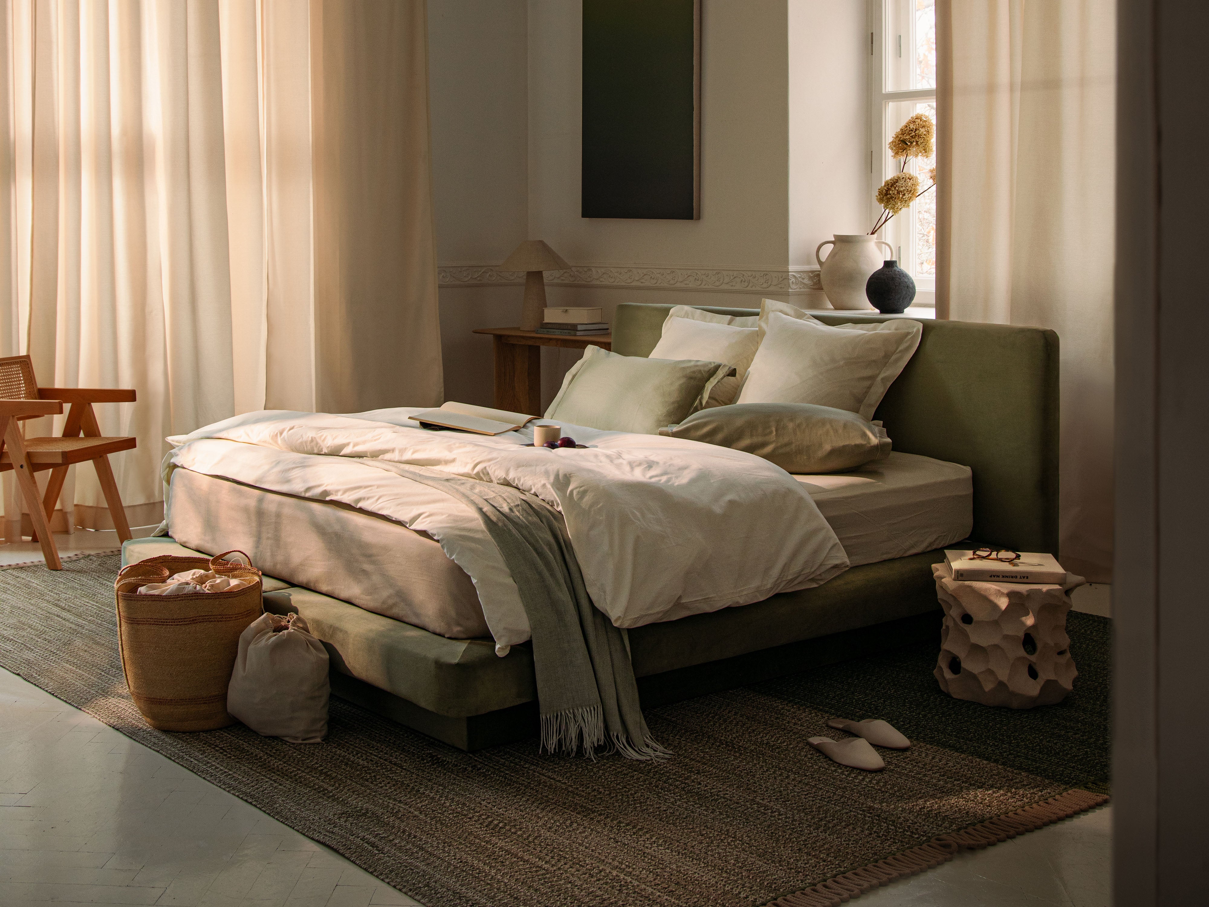 Bett LINEA beige Boucle