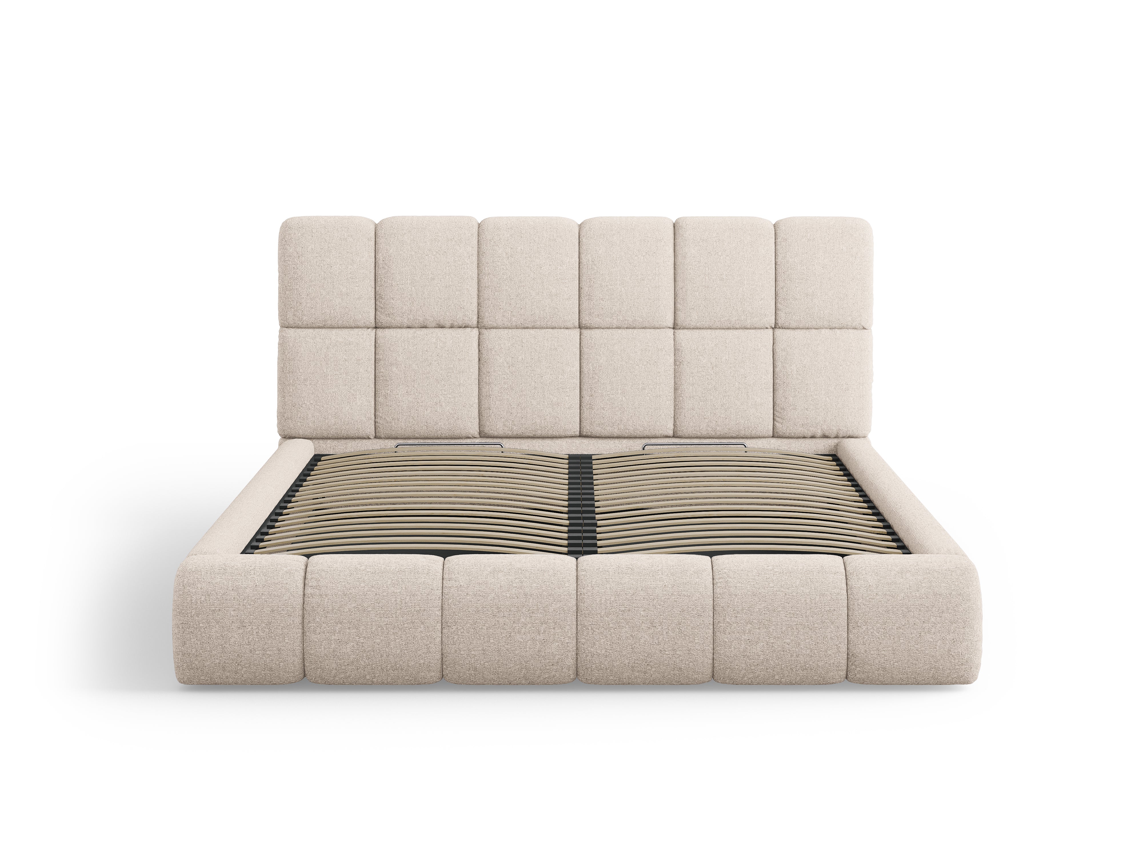 Łóżko z pojemnikiem na pościel BELLIS beżowy szenil jedwabisty