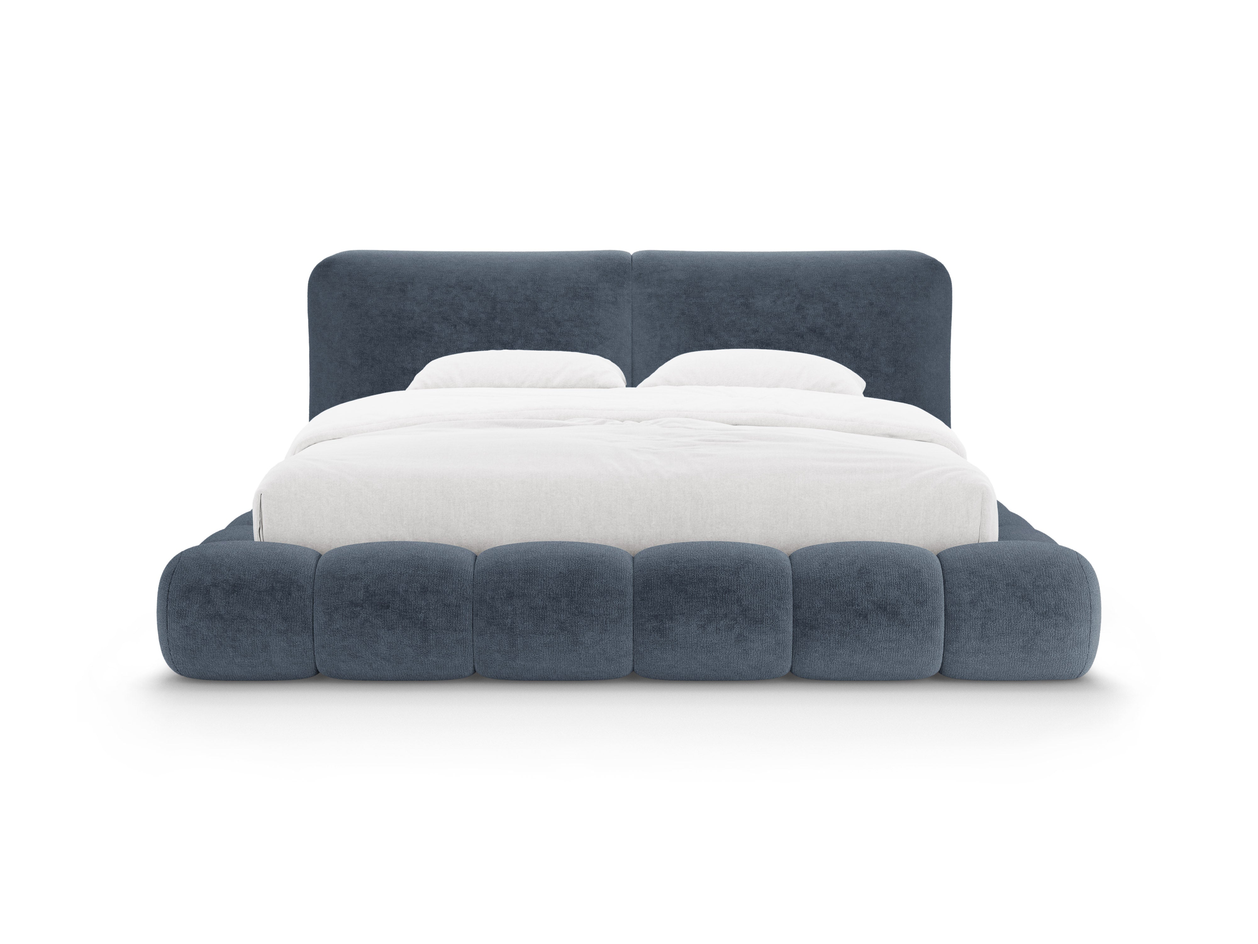 Bett SOLANGE dunkelblaues Chenille