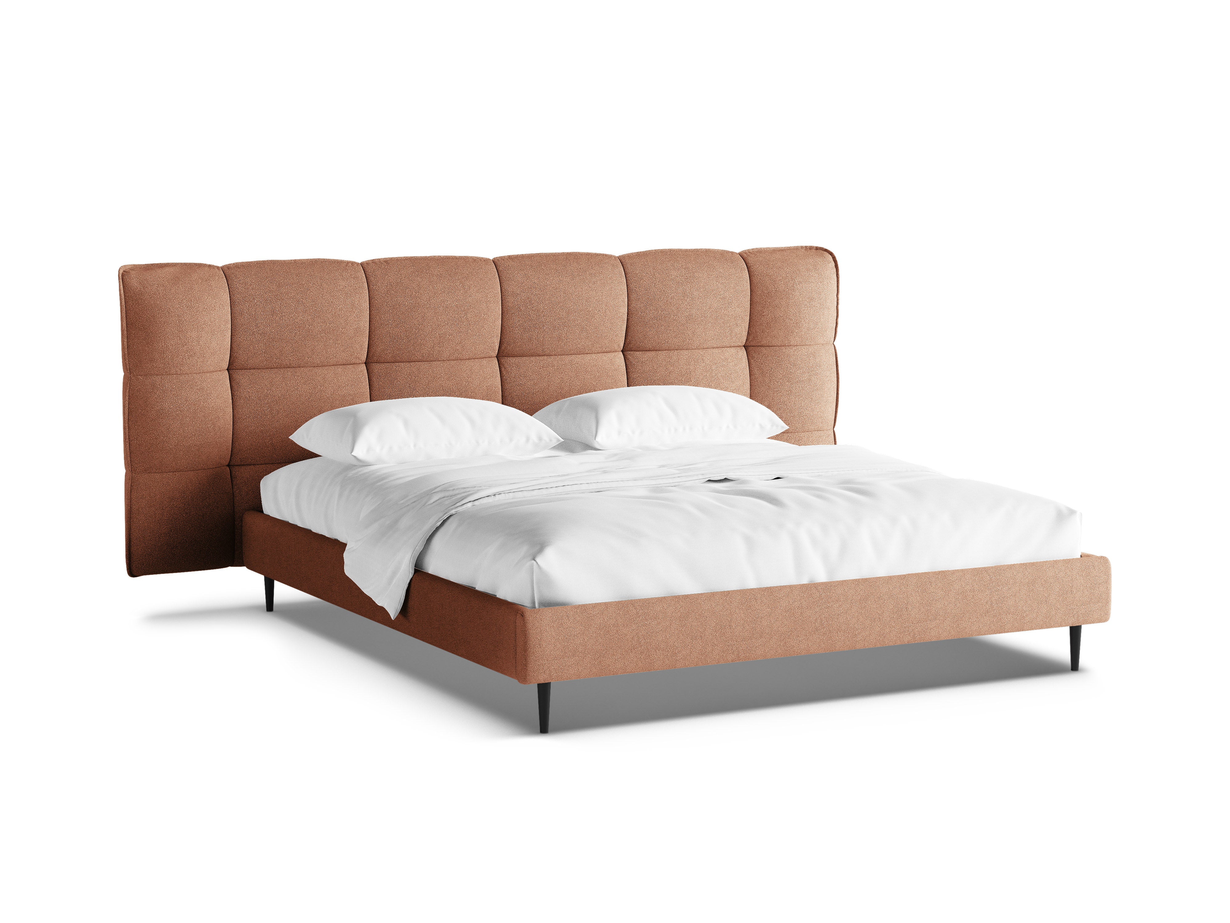 Bett ERIC pfirsichfarbener Boucle