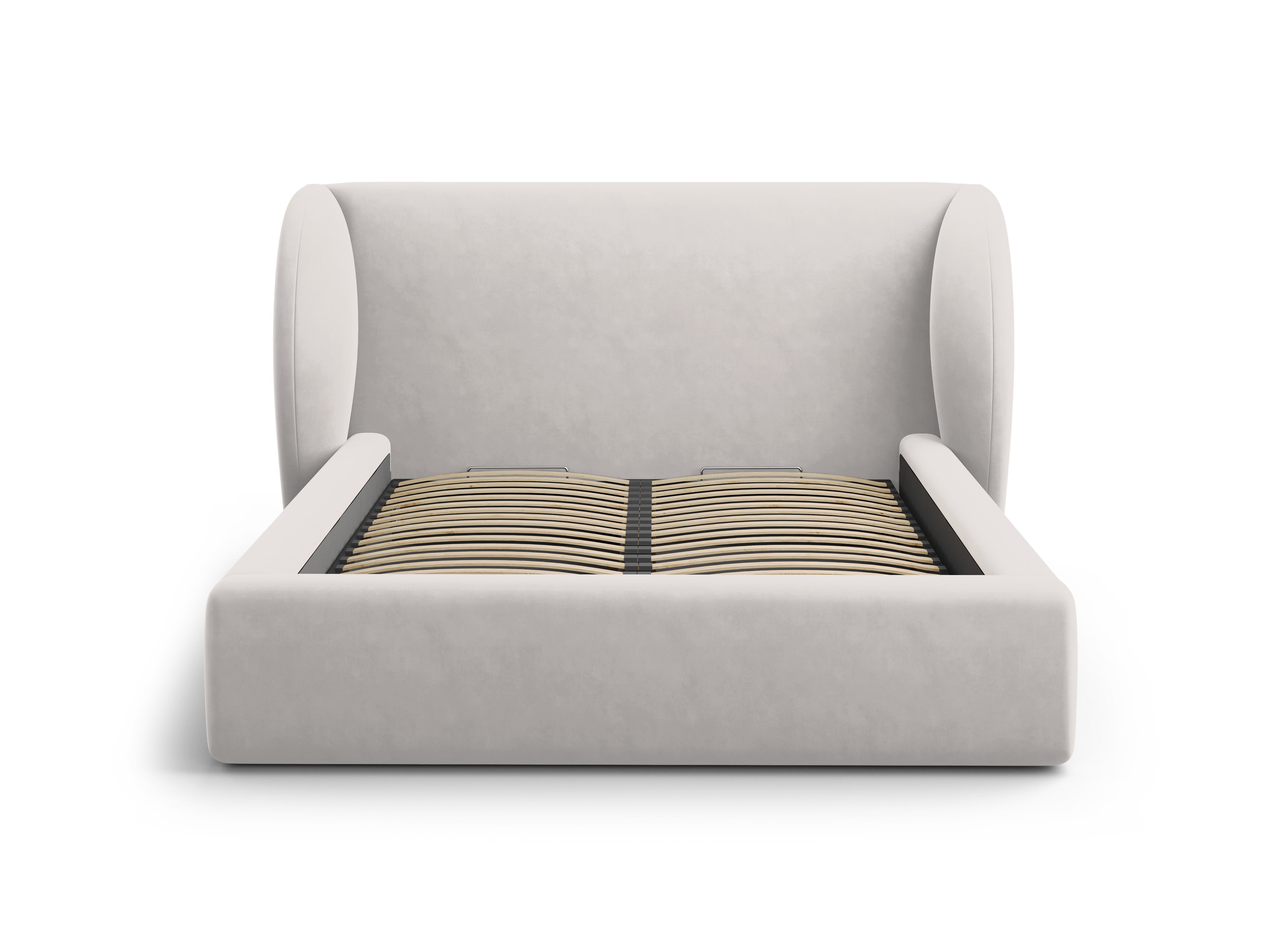 Łóżko aksamitne z pojemnikiem na pościel MILEY srebrny Micadoni Eye on Design