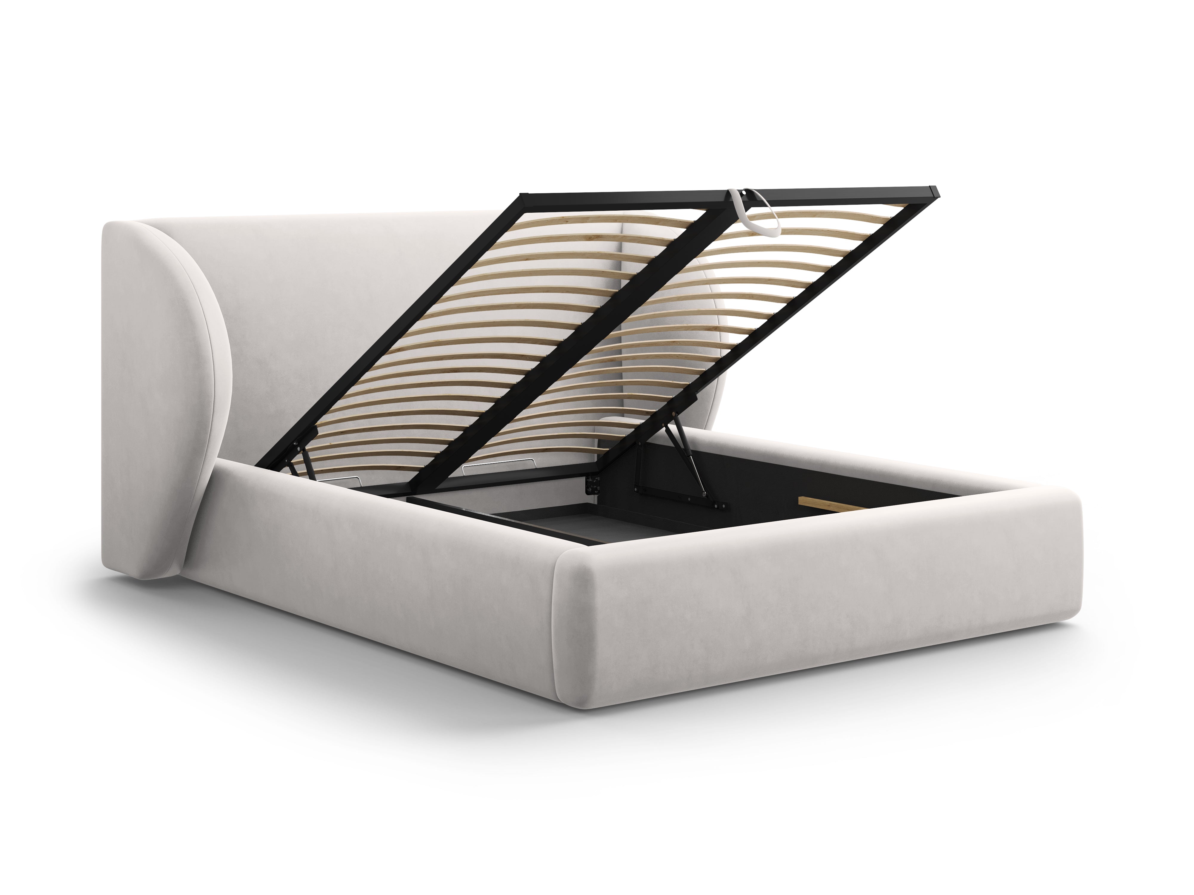 Łóżko aksamitne z pojemnikiem na pościel MILEY srebrny Micadoni Eye on Design