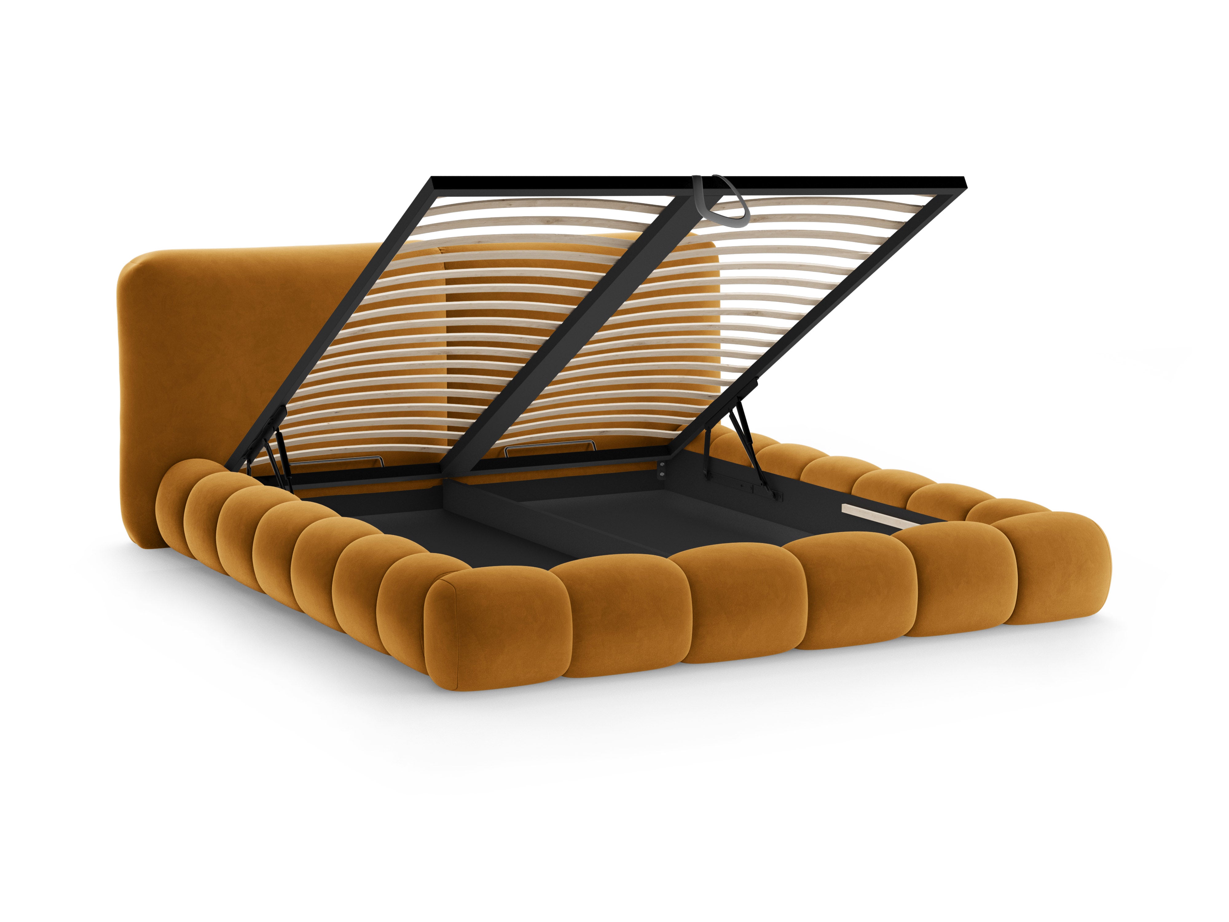 Łóżko aksamitne SOLANGE musztardowy