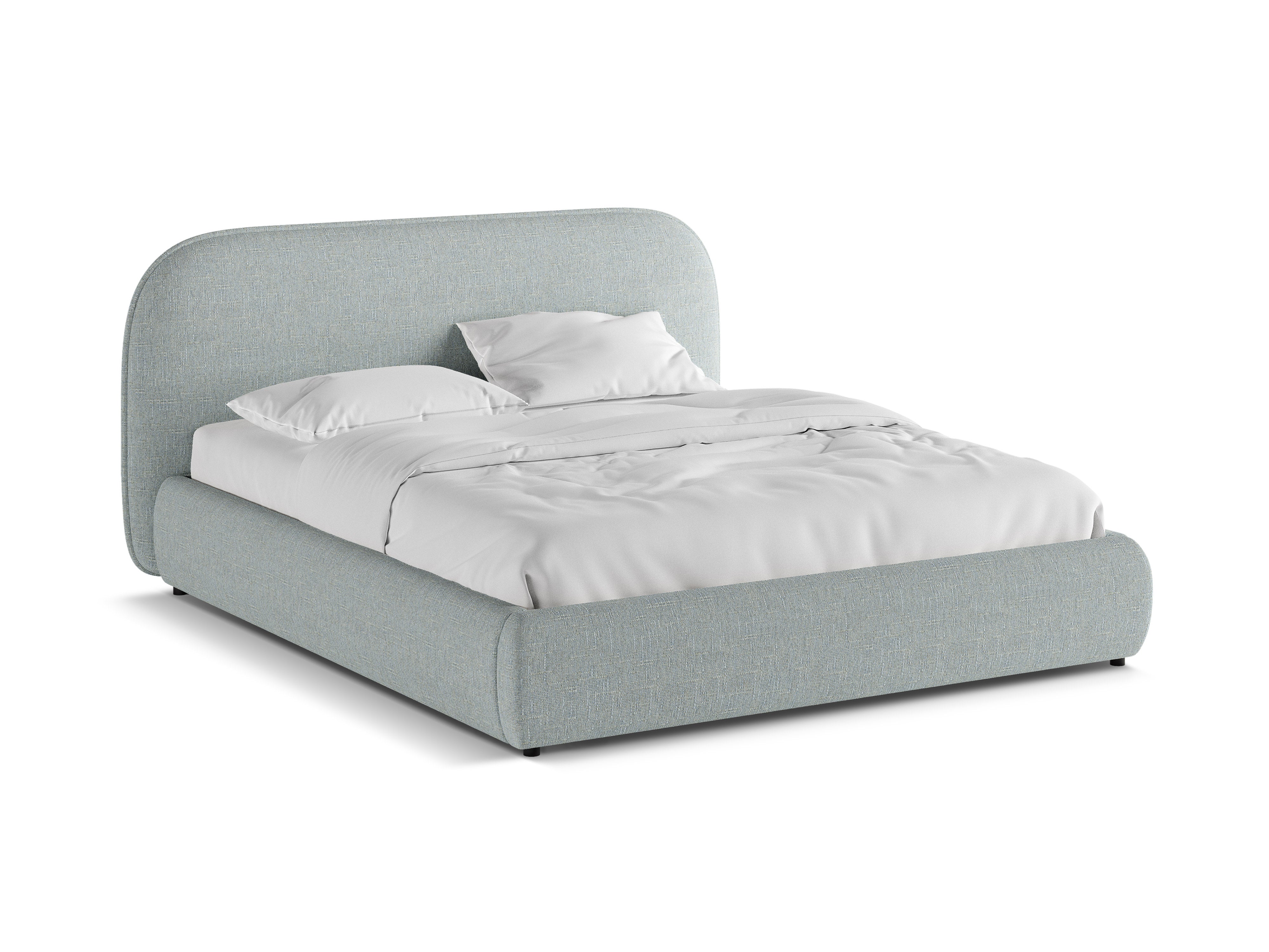 Bett MURADA satinblaues Chenille