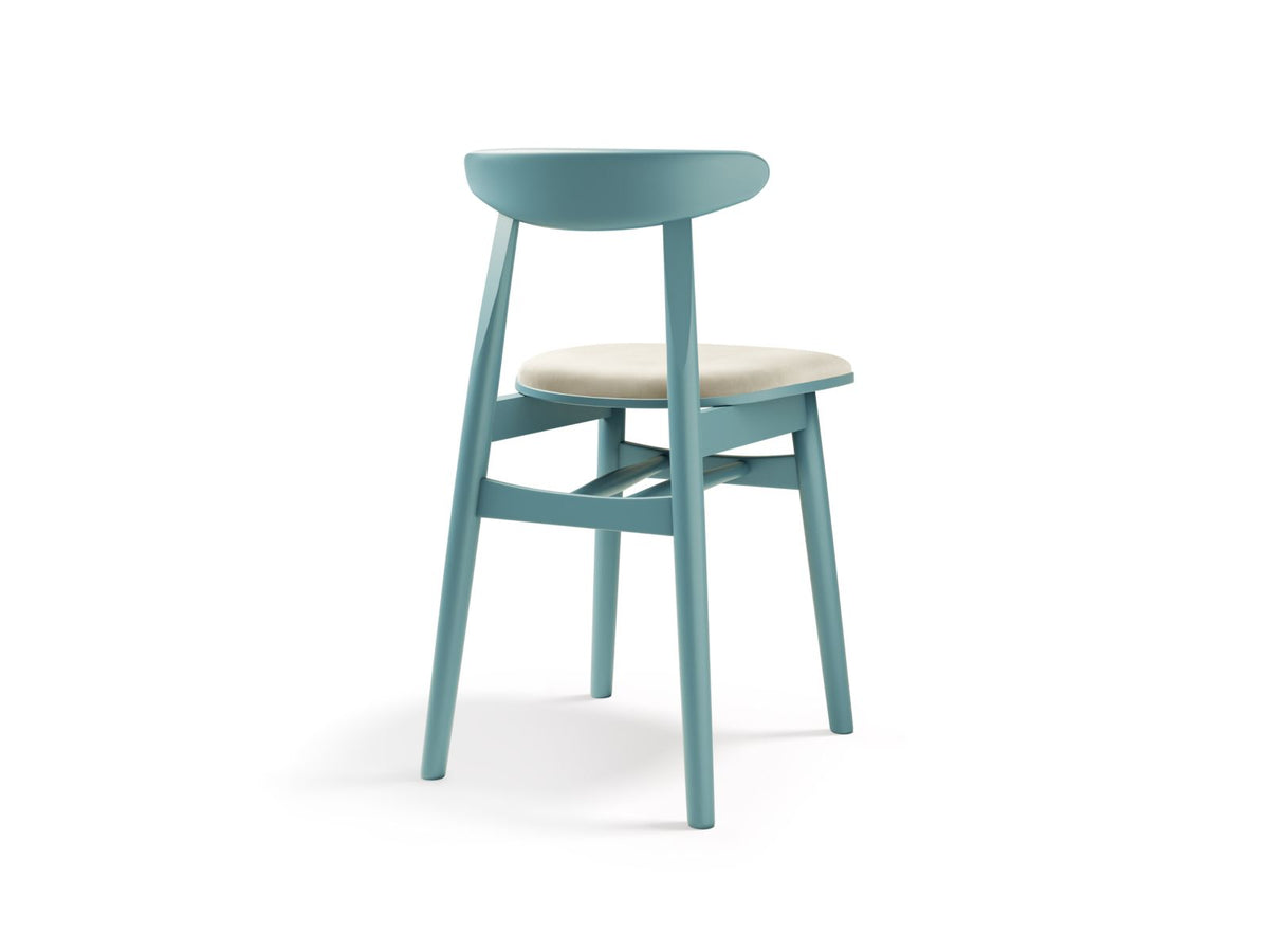 Krzesło BONY jasnobeżowy welur z turkusową podstawą – ujęcie 2