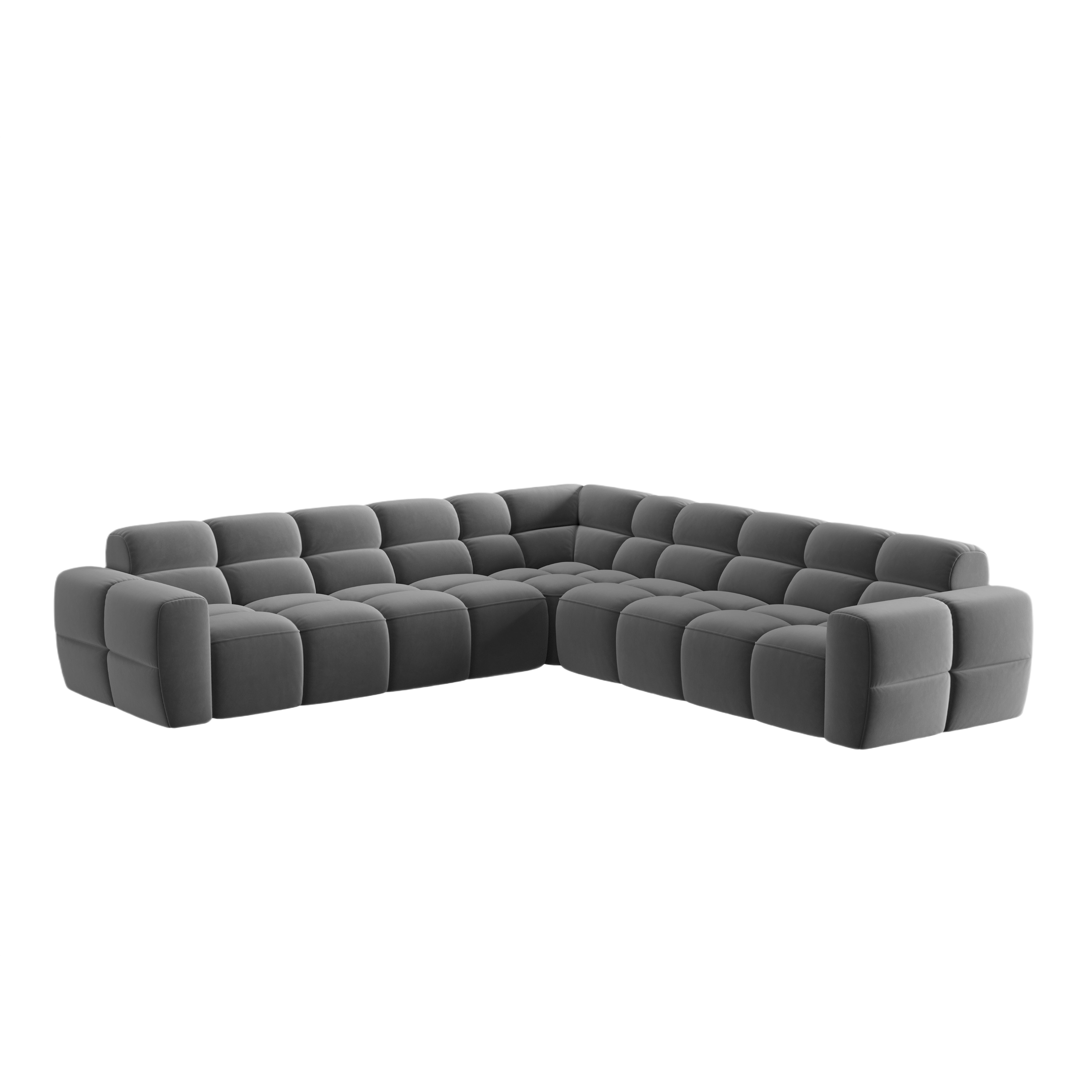 Symmetrical Velvet Corner Sofa LISA Light Gray