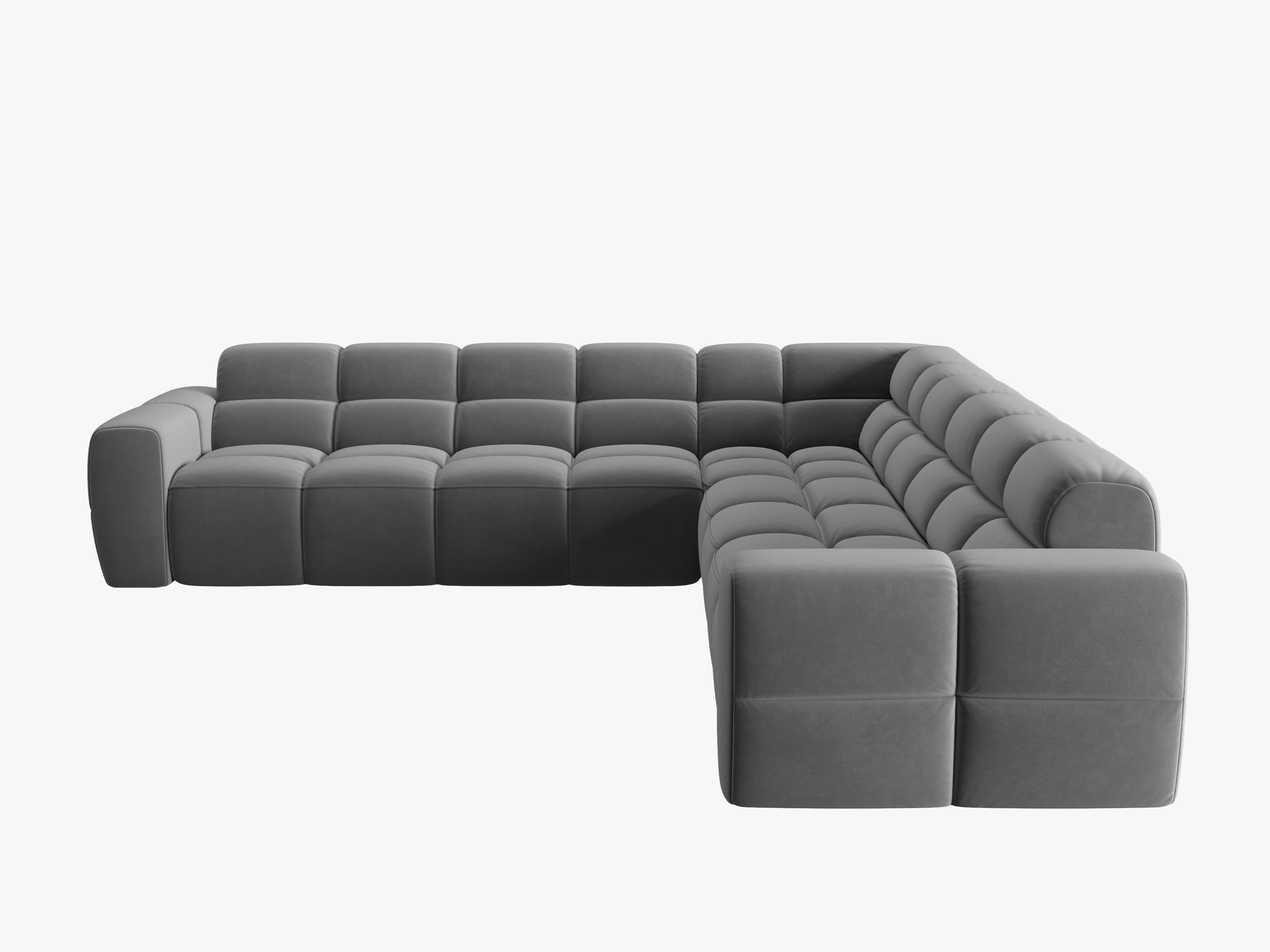Symmetrical Velvet Corner Sofa LISA Light Gray