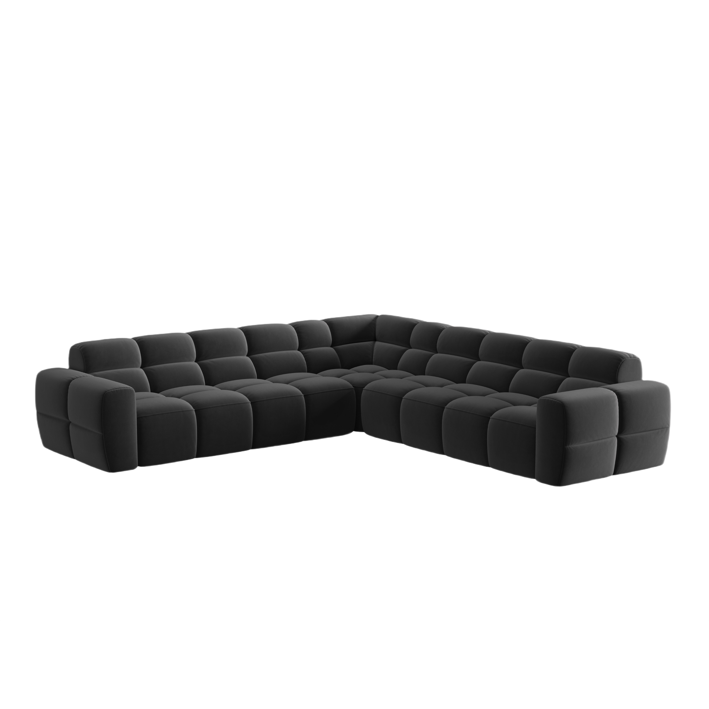 Symmetrical Velvet Corner Sofa LISA Dark Gray
