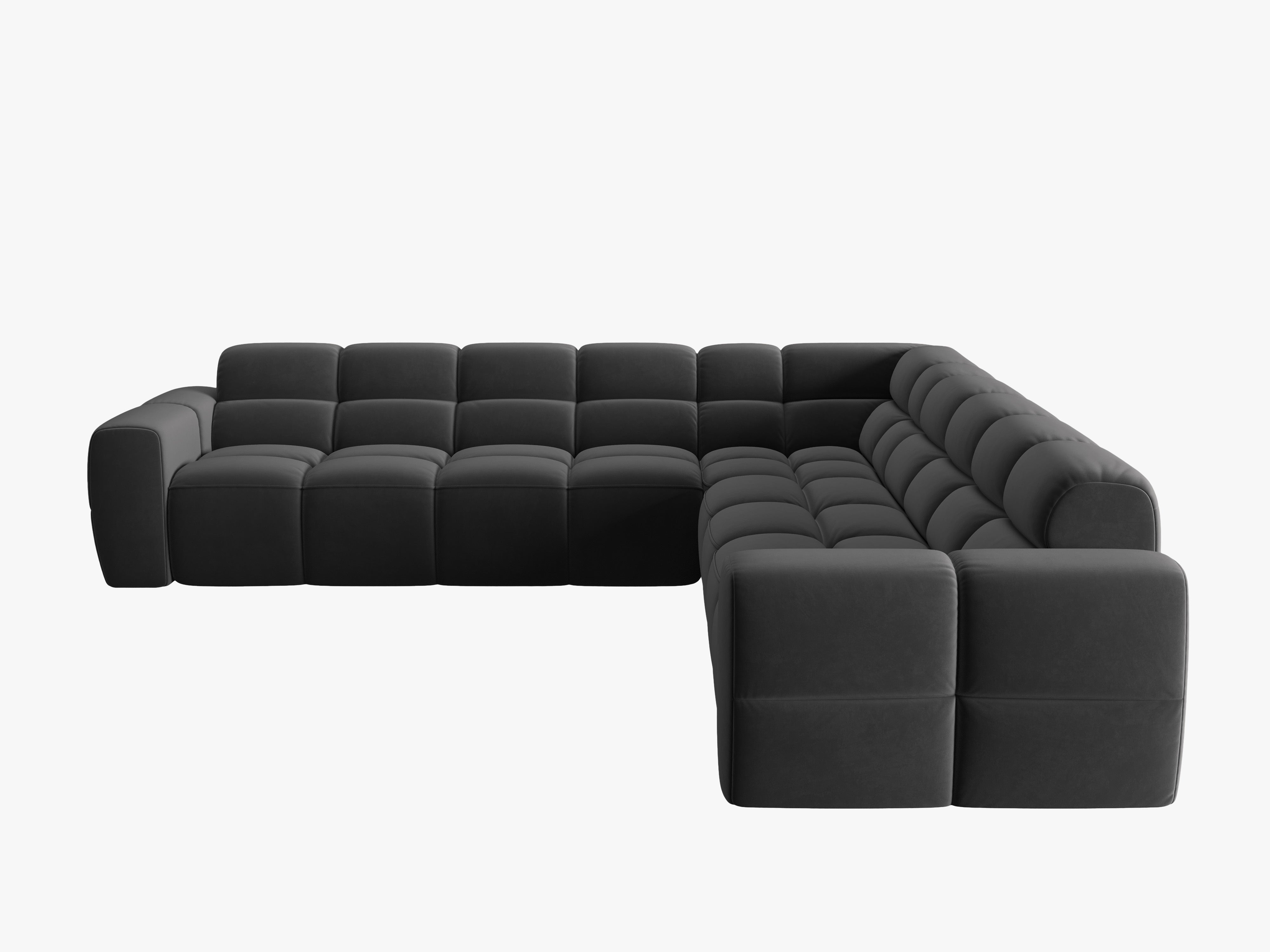 Symmetrical Velvet Corner Sofa LISA Dark Gray