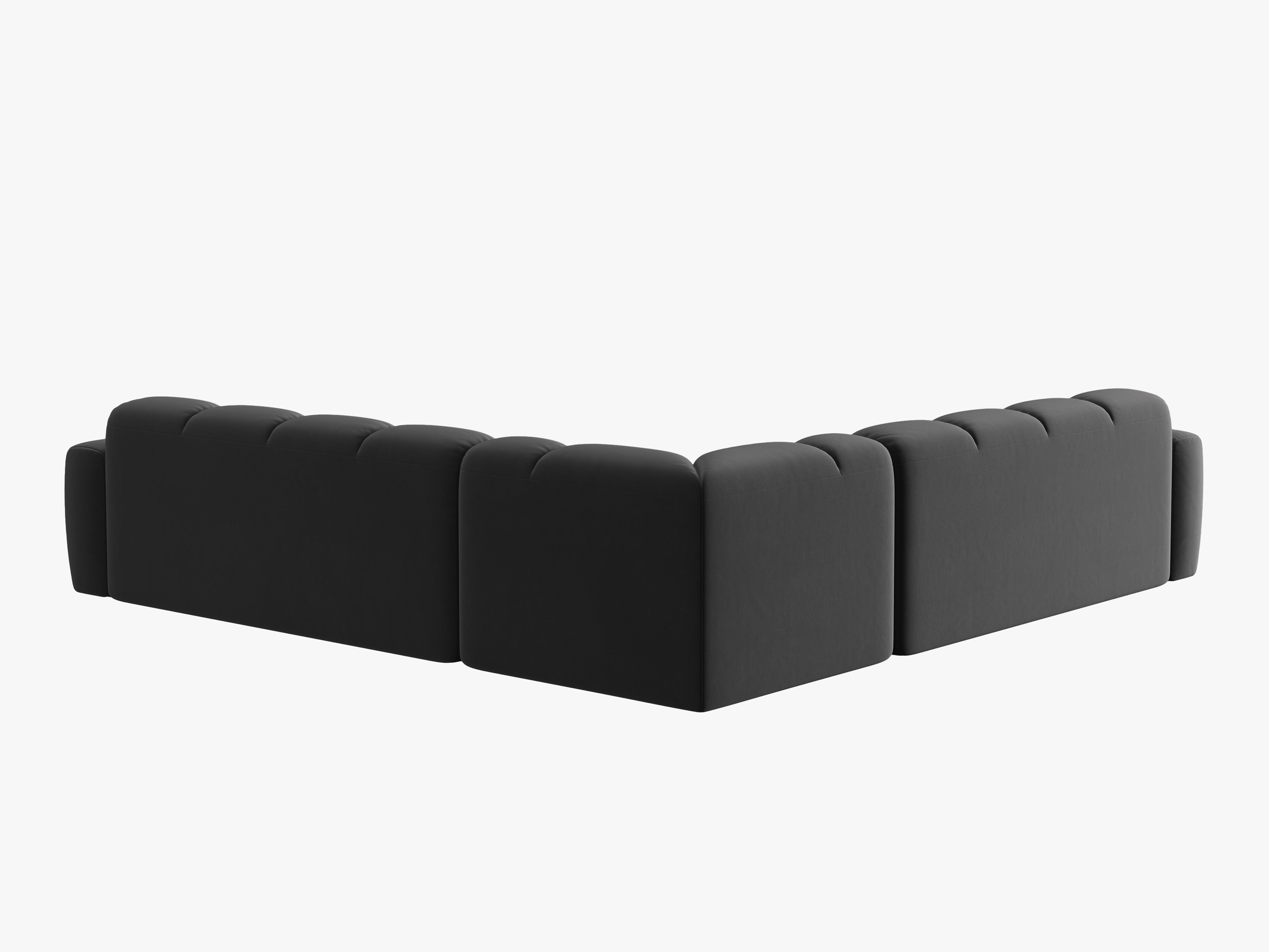 Symmetrical Velvet Corner Sofa LISA Dark Gray