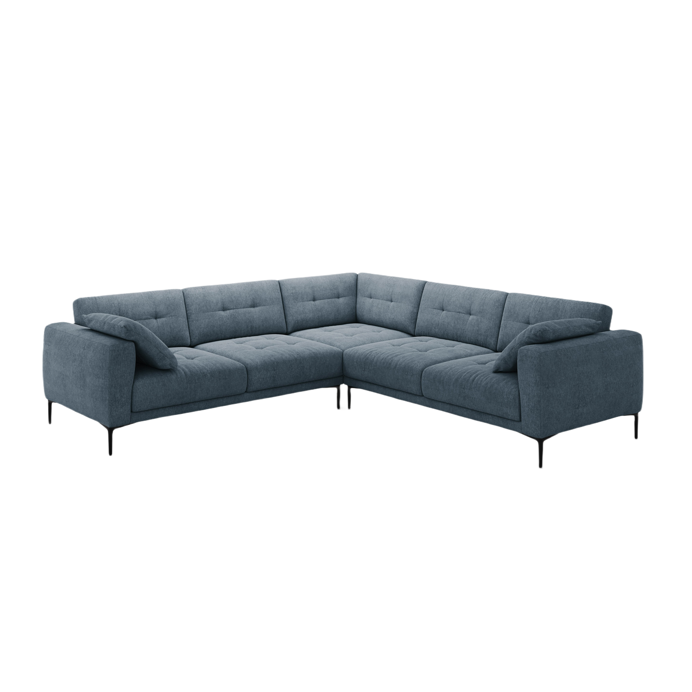 Symmetrical Corner Sofa BEMY Dark Blue Chenille