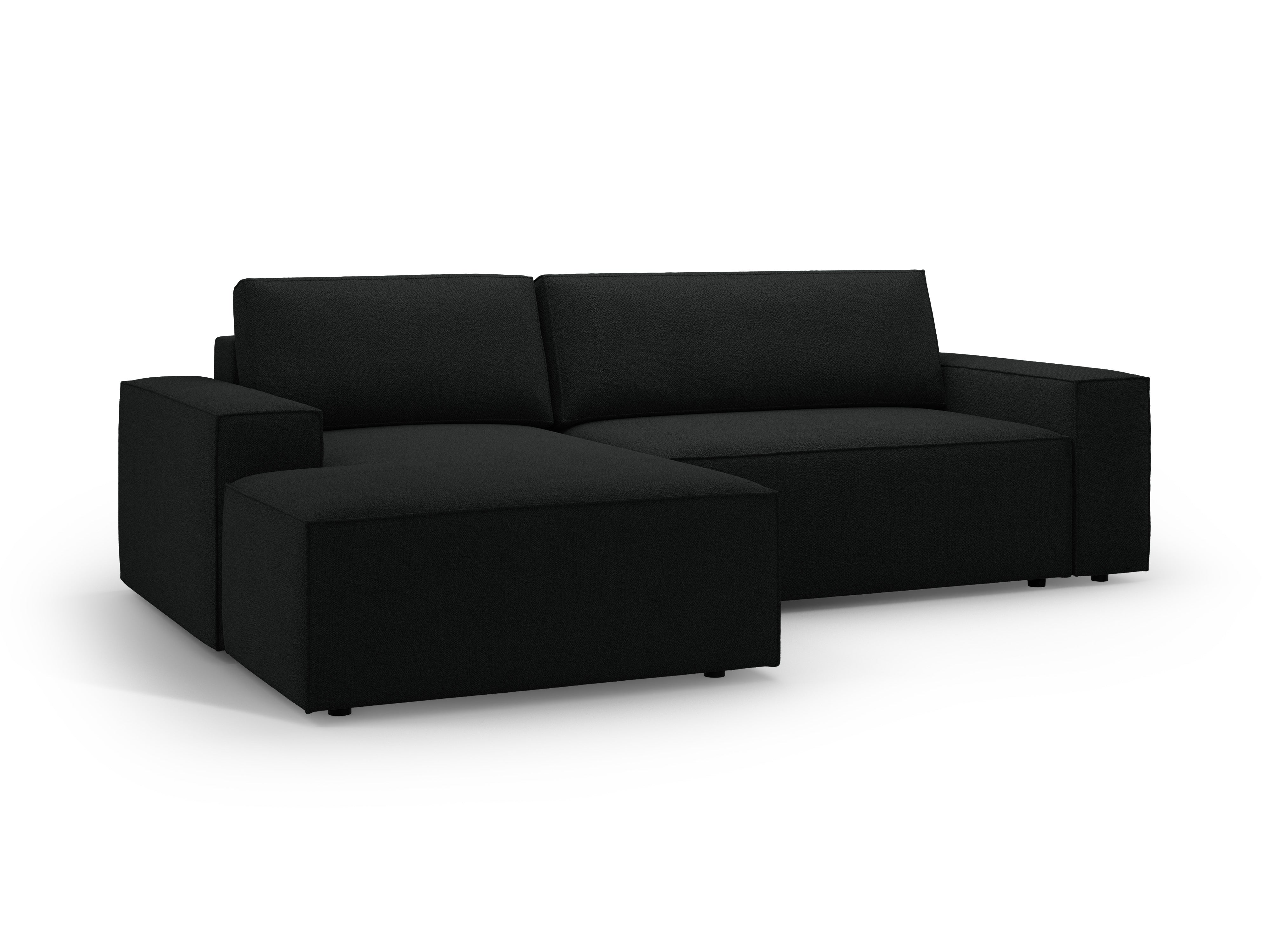 Left-facing corner sofa bed JODIE black boucle