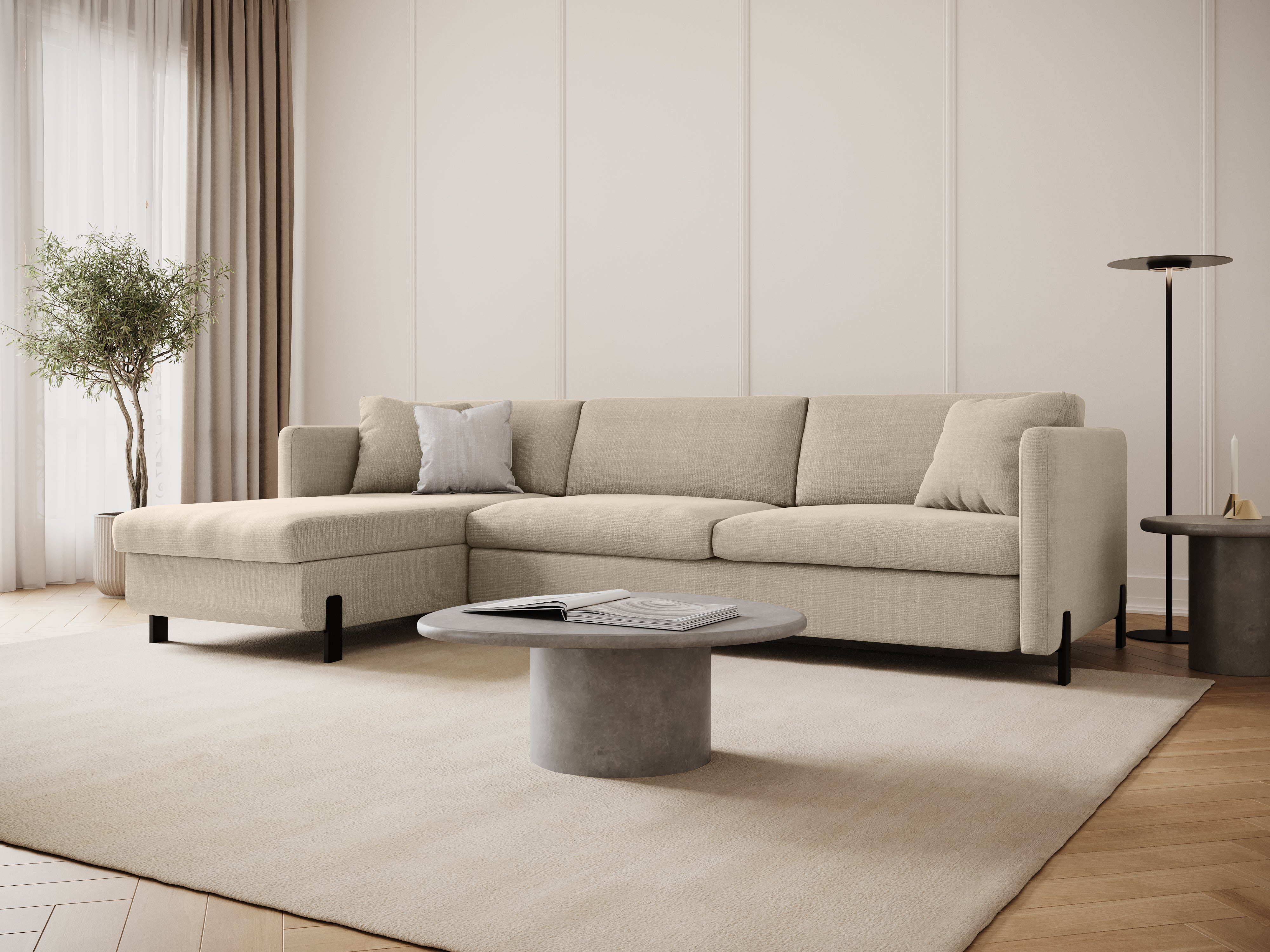 Linksecke Sofa mit Bettfunktion und Kiste, "Gloria", 5 Sitze, Beige, 280x170x80
In Europa gemacht