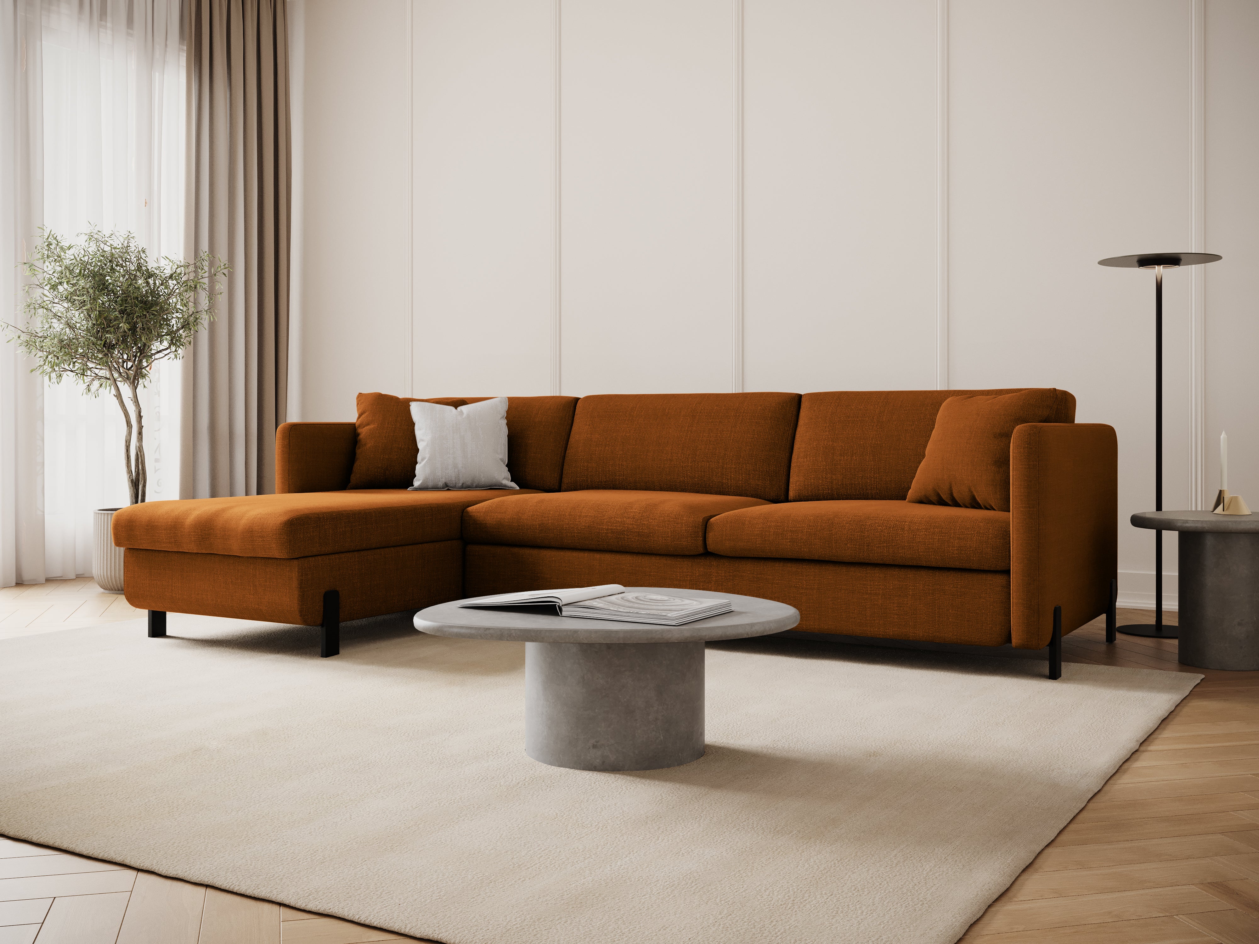 Linke Ecksofa mit Bettfunktion und Schachtel, "Gloria", 5 Sitze, Ziegel, 280x170x80
In Europa gemacht