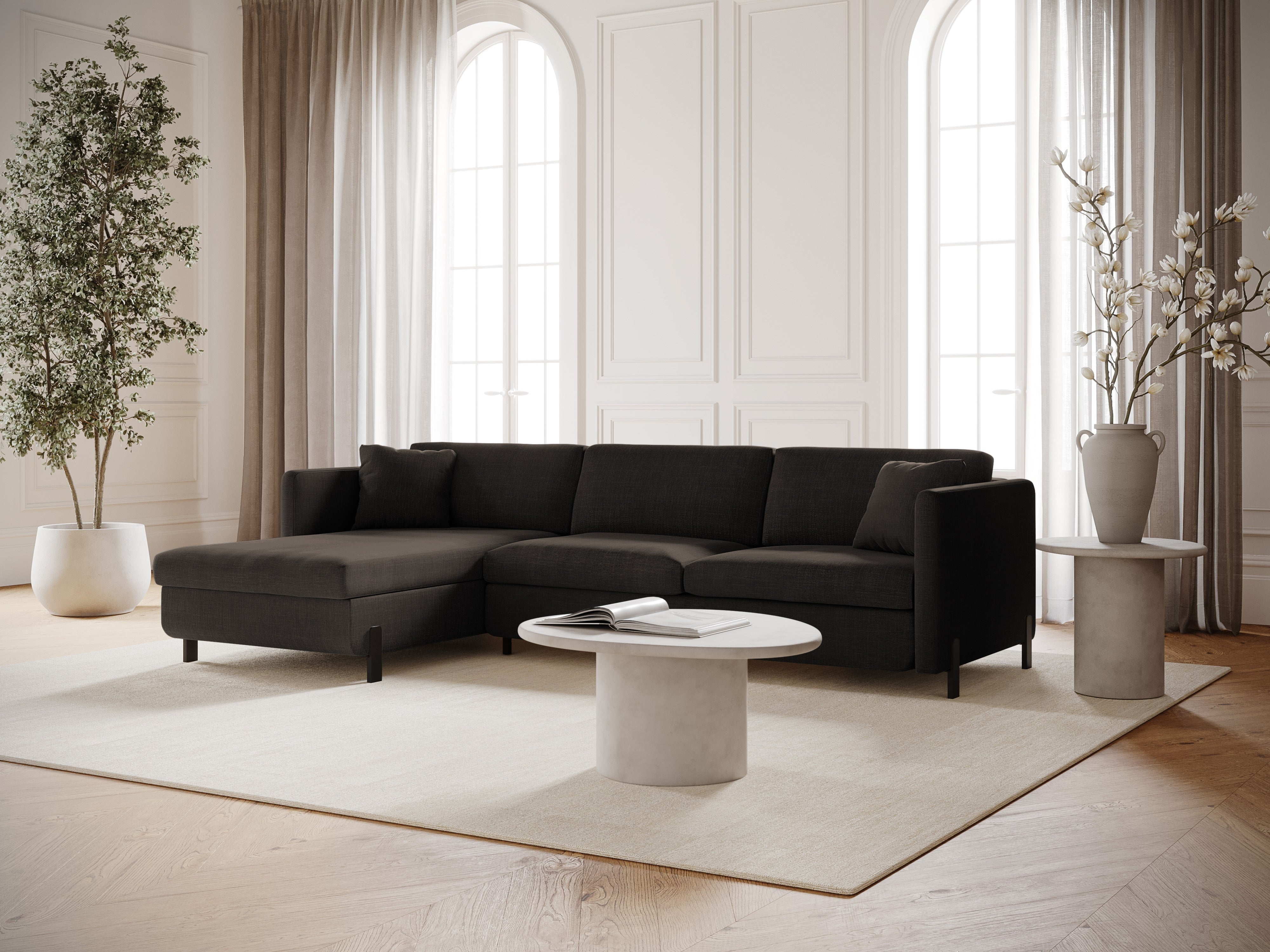 Linke Ecksofa mit Bettfunktion und Schachtel, "Gloria", 5 Sitze, Dunkelgrau, 280x170x80
In Europa gemacht