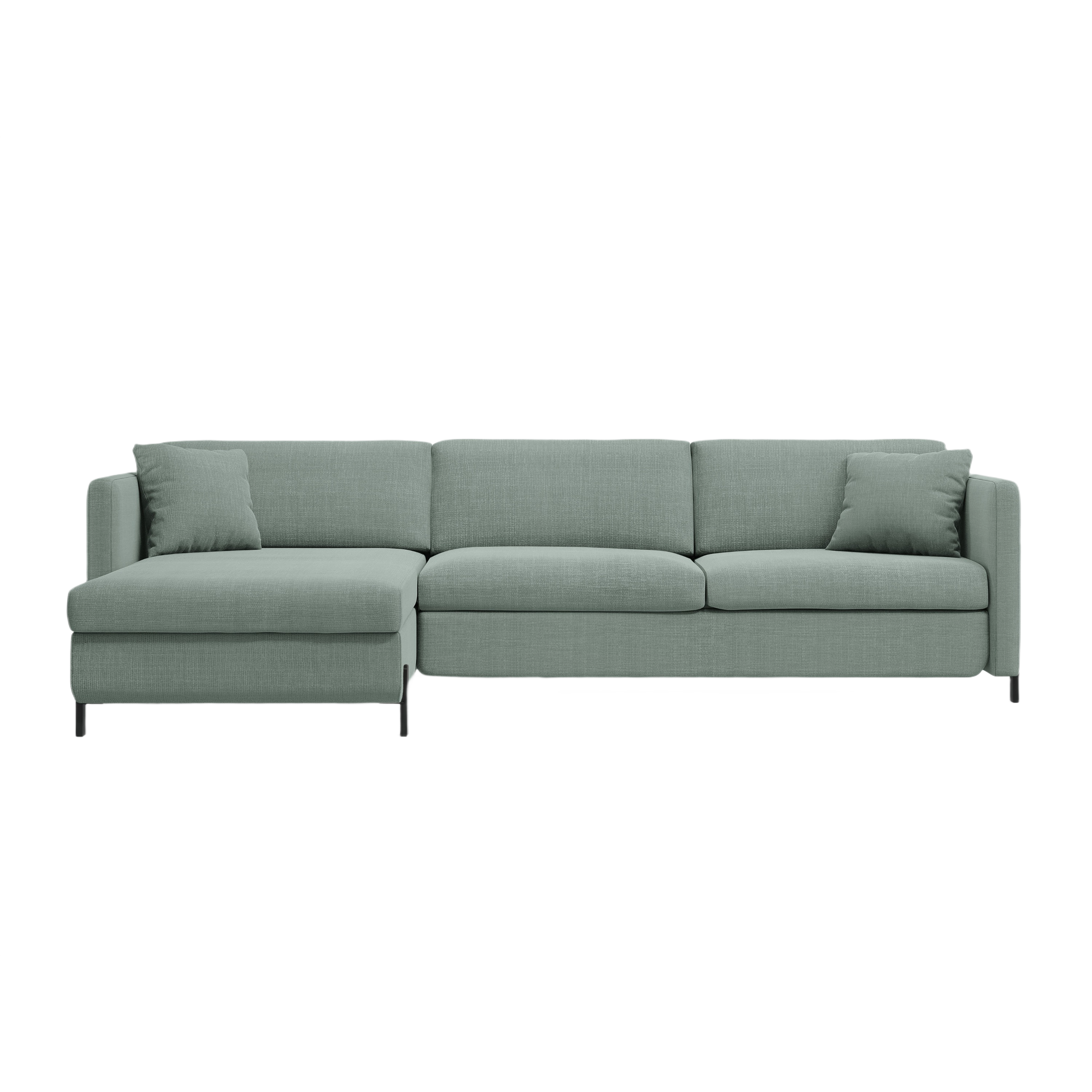 Linke Ecksofa mit Bettfunktion und Schachtel, "Gloria", 5 Sitze, Minze, 280x170x80
In Europa gemacht