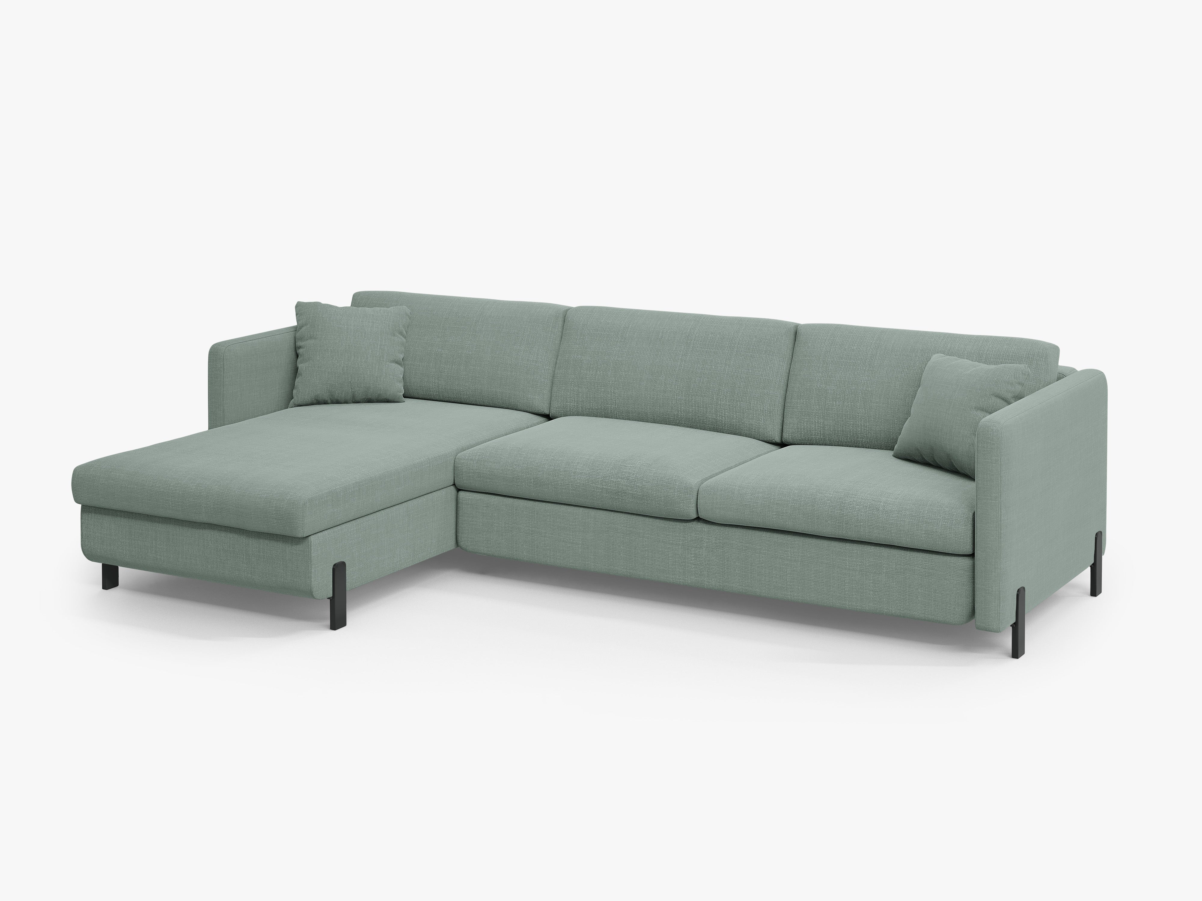 Linke Ecksofa mit Bettfunktion und Schachtel, "Gloria", 5 Sitze, Minze, 280x170x80
In Europa gemacht