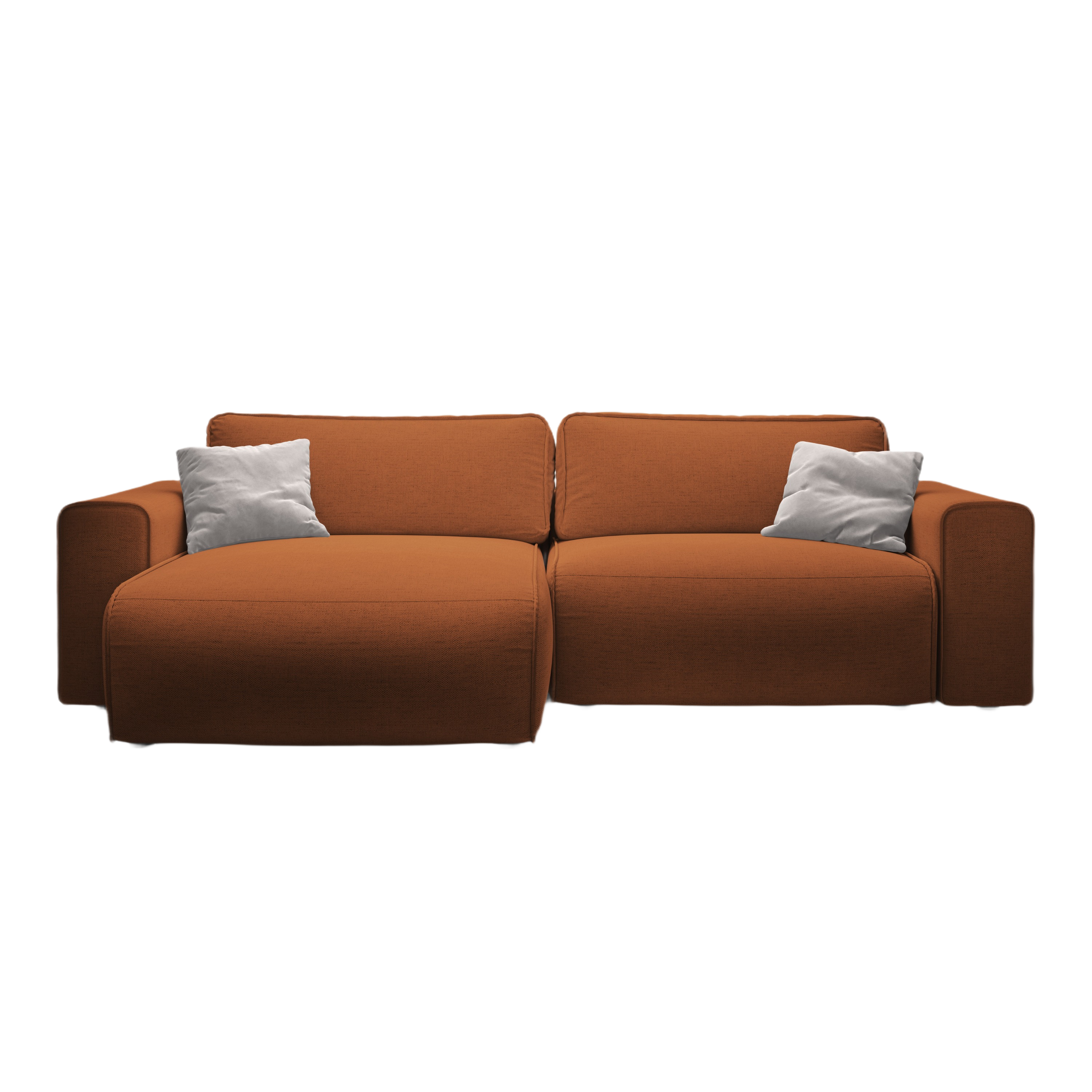 Left-facing 3-seater sofa bed VICTOR brick chenille