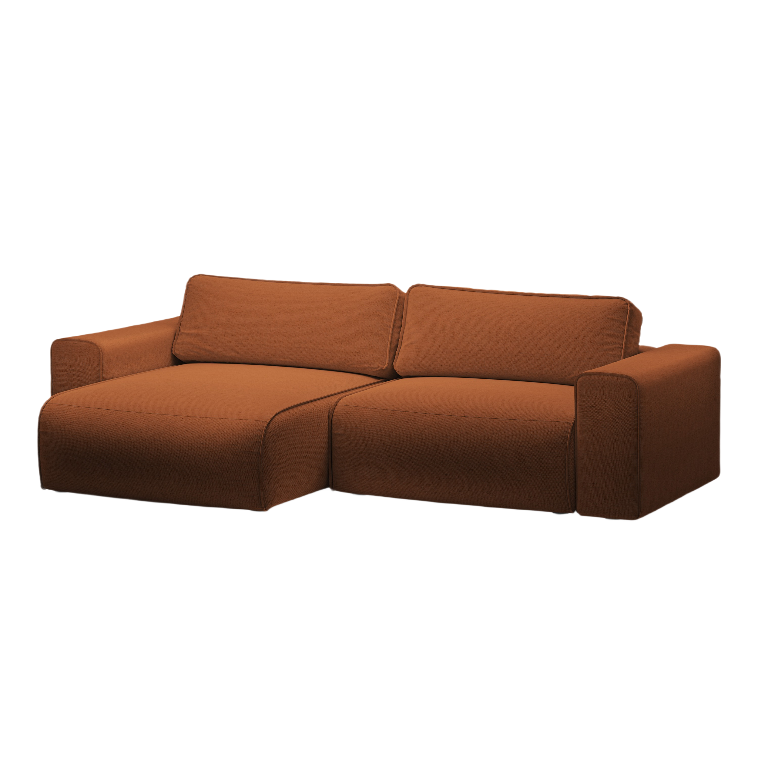 Left-facing 3-seater sofa bed VICTOR brick chenille