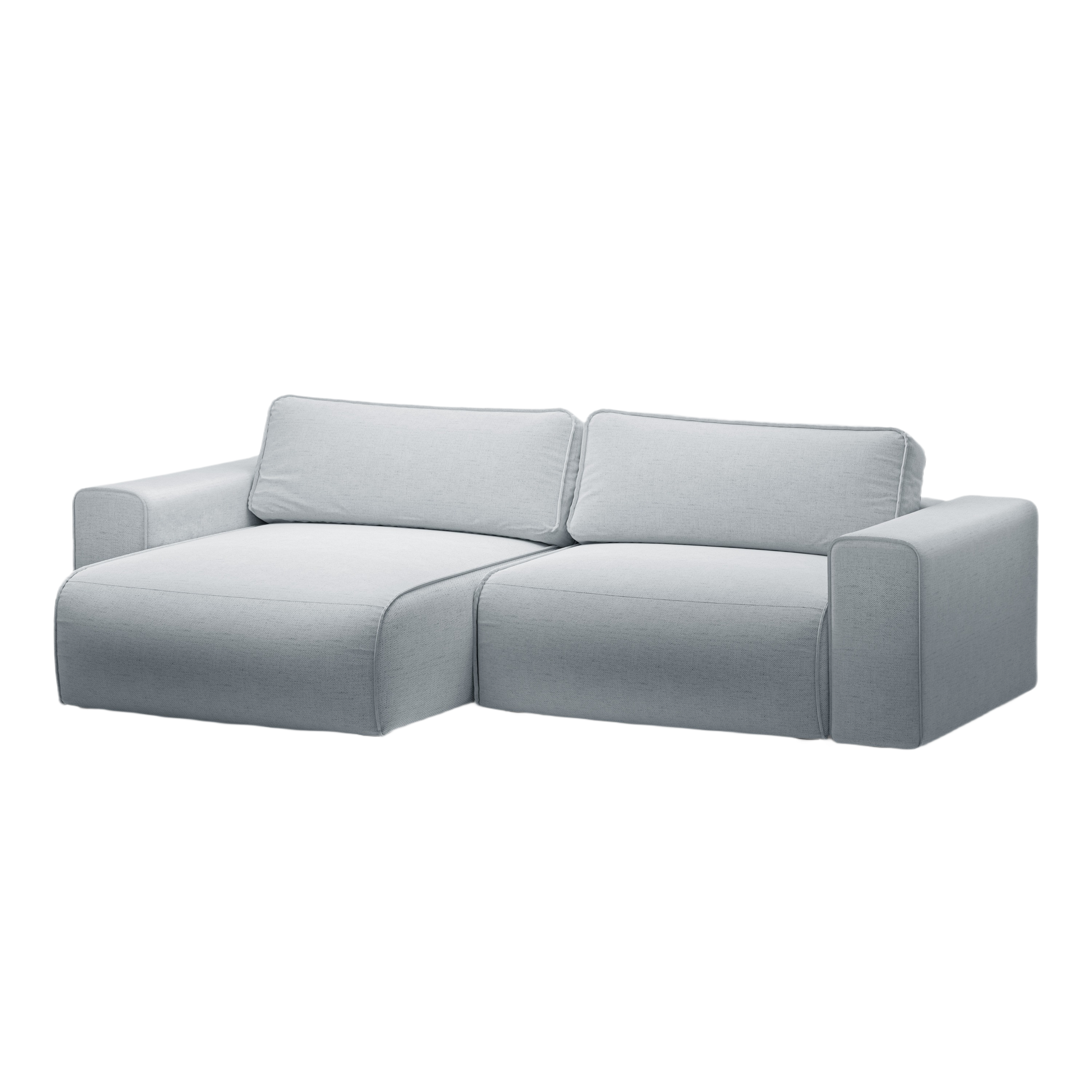 Linksseitiges 3-Sitzer-Sofa mit Schlaffunktion VICTOR in hellgrauem Chenille