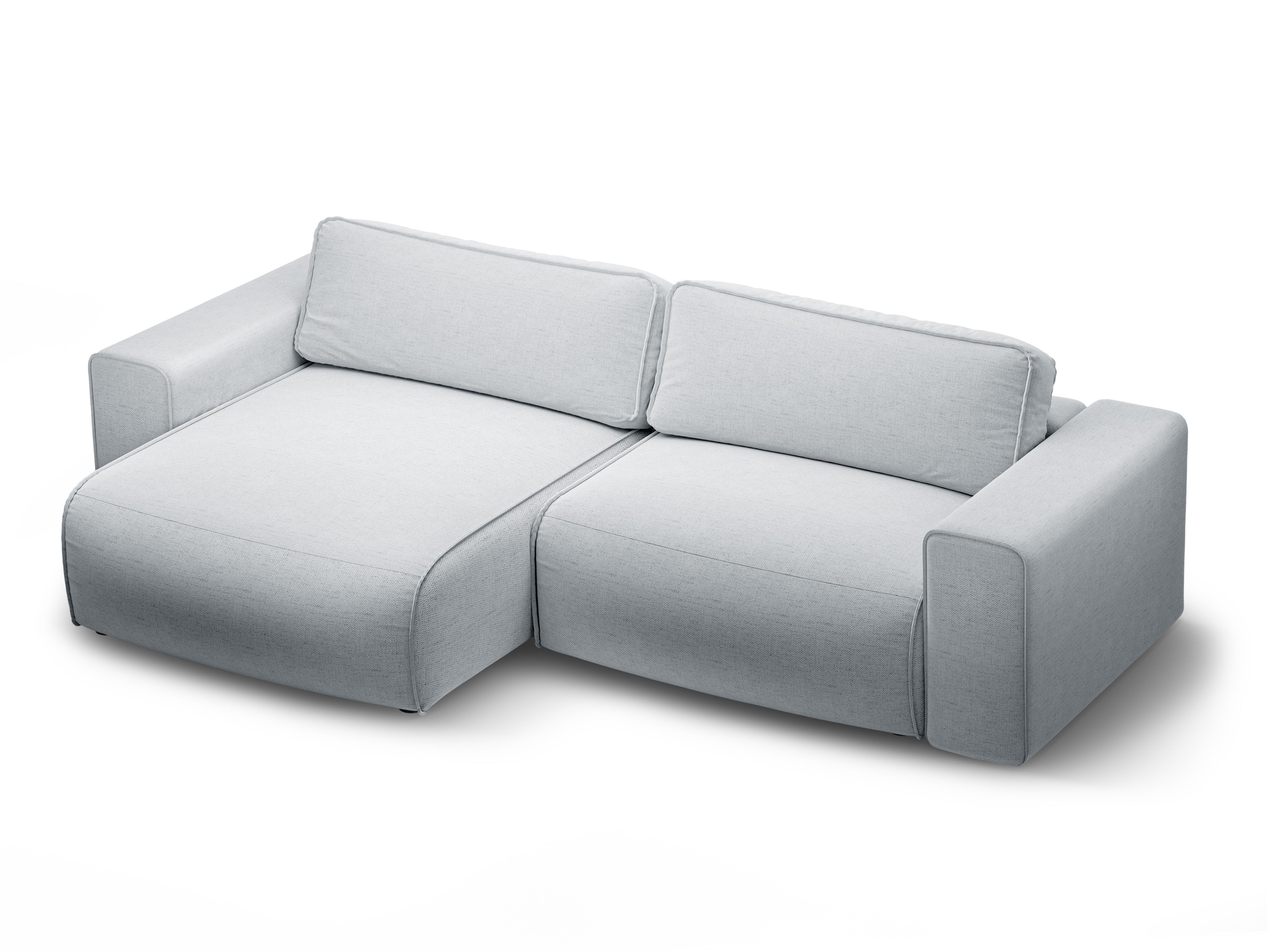 Linksseitiges 3-Sitzer-Sofa mit Schlaffunktion VICTOR in hellgrauem Chenille