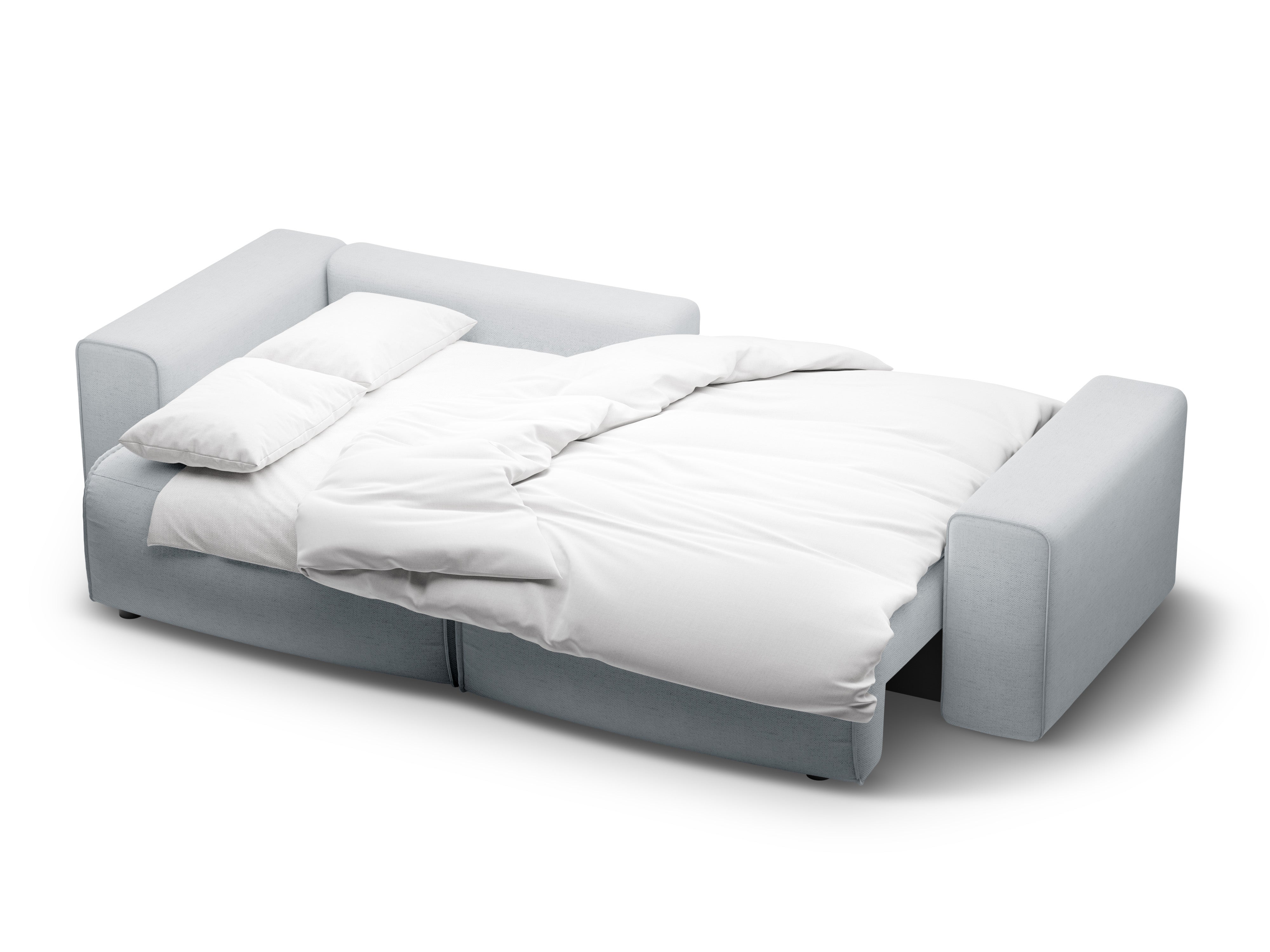 Linksseitiges 3-Sitzer-Sofa mit Schlaffunktion VICTOR in hellgrauem Chenille