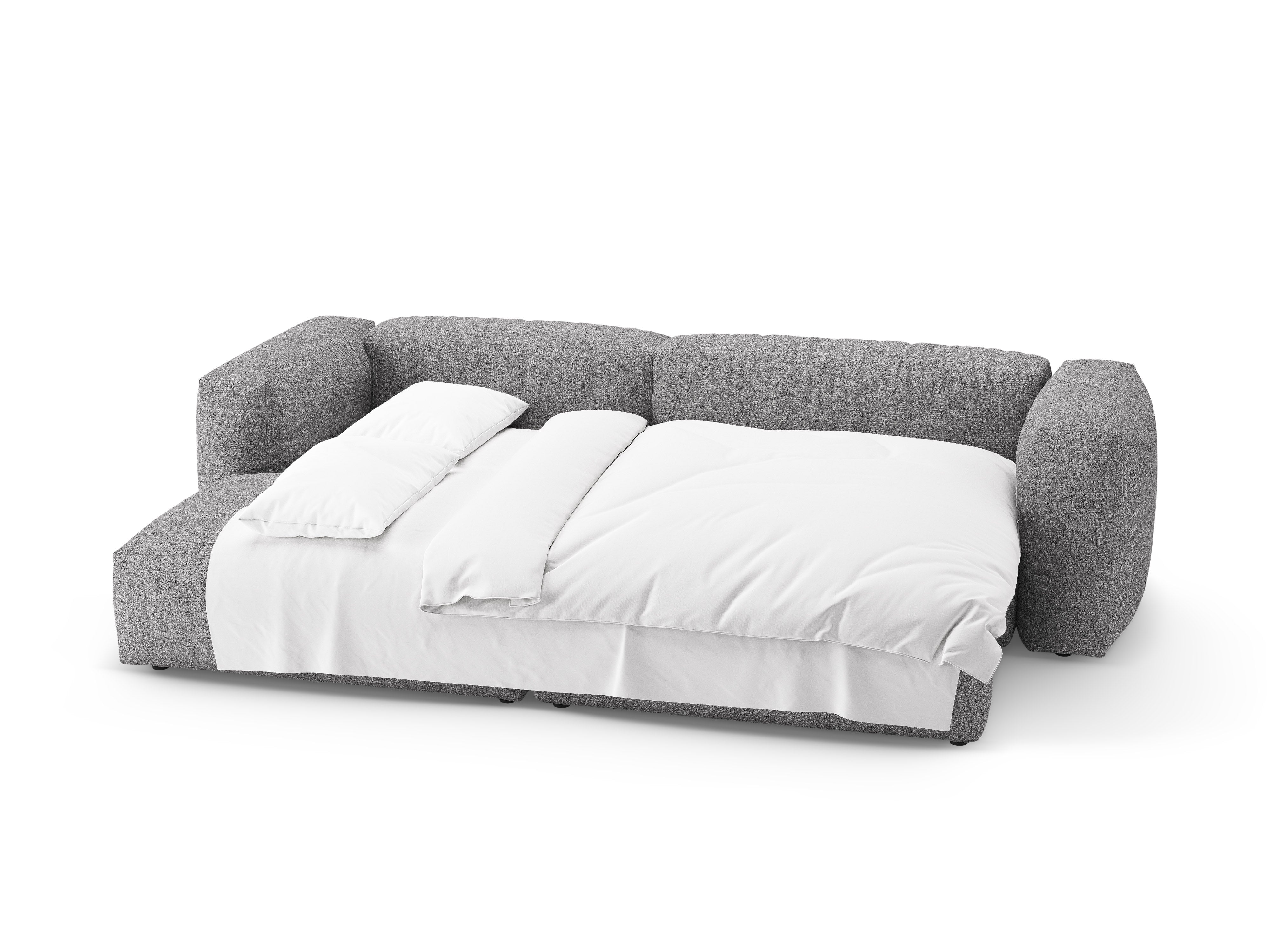 Narożnik lewostronny z funkcją spania MARTINA grafitowy boucle