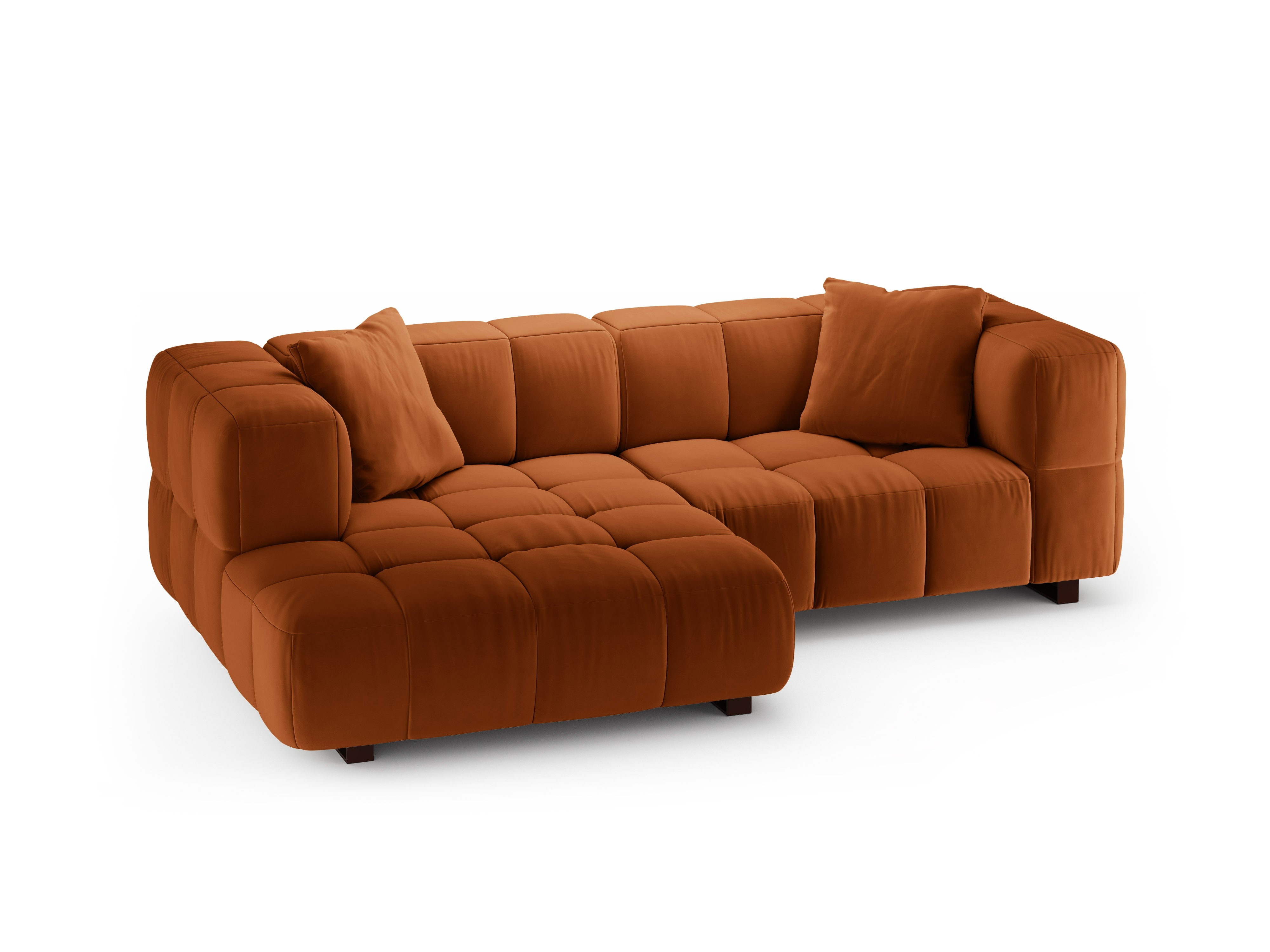 Samt-Ecksofa links mit Schlaffunktion PUMA terrakotta