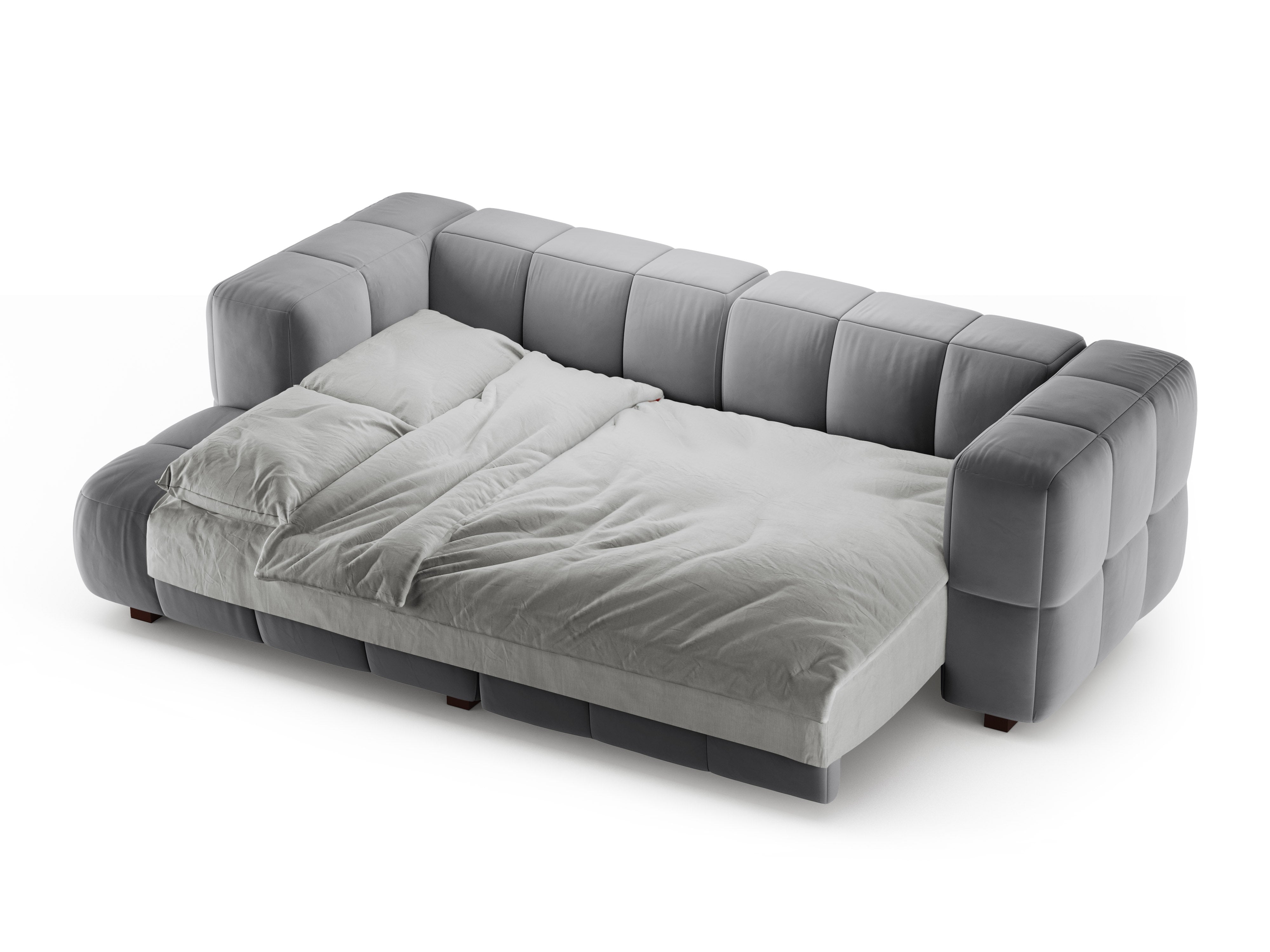 Left-facing velvet corner sofa bed PUMA gray